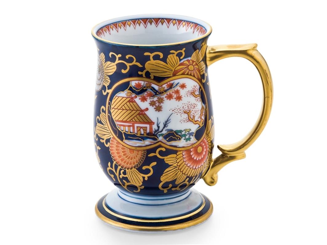 Gilt Japanese Contemporary Ko-Imari Gilded Blue Porcelain Decorative Vase, 3