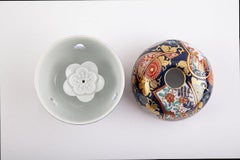 Japanese Contemporary Ko-Imari Gold Blue Porcelain Koro Incense Burner