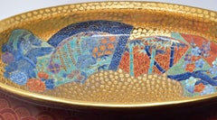 Japanese Contemporary Large Imari Green Red Gold Porcelain Vase by Master Artist