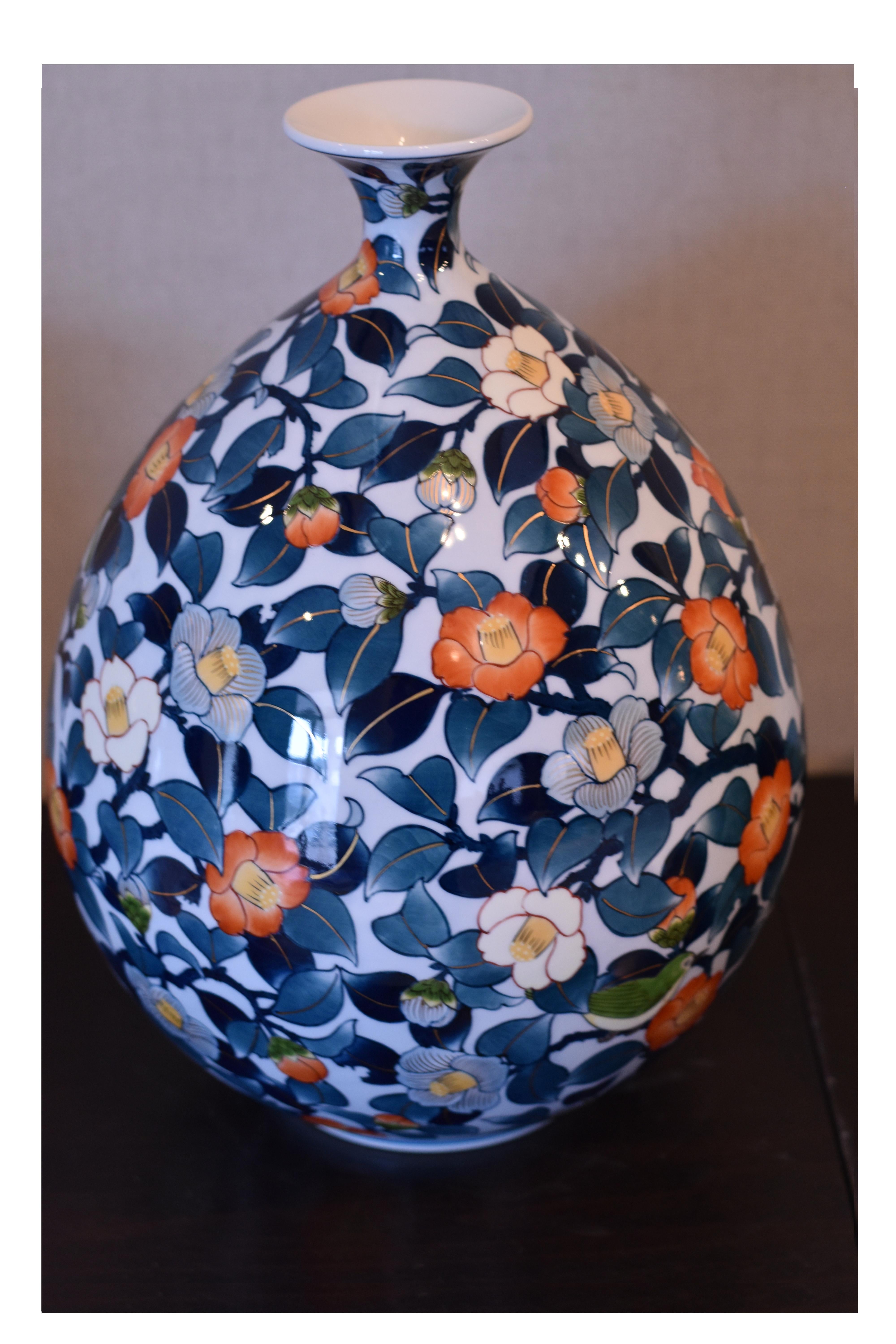 Japanische Contemporary Orange Blau Grün Gold Vase von Masterly Artist, 3 im Zustand „Neu“ im Angebot in Takarazuka, JP