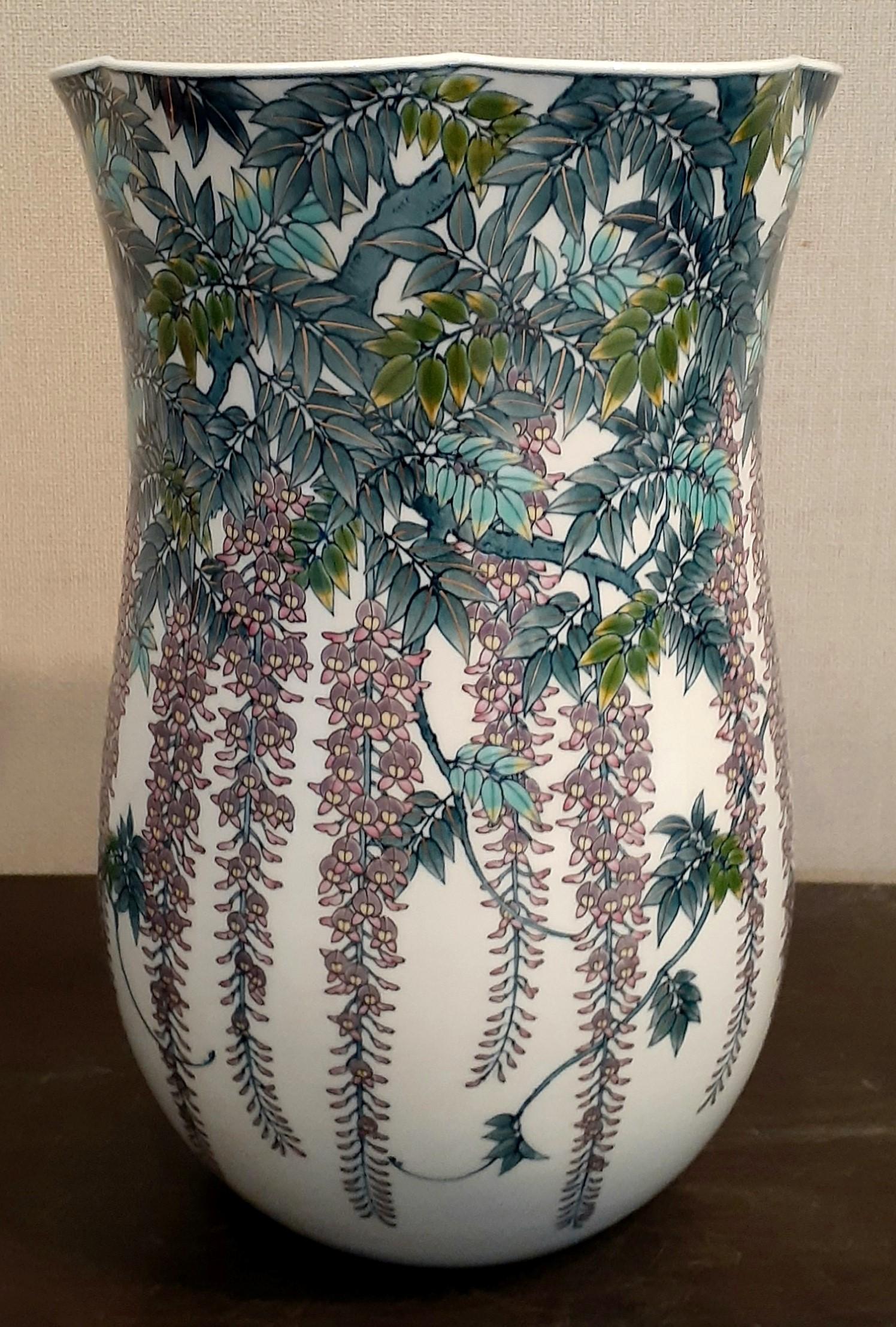 Japanese Contemporary Purple Blue Porcelain Vase by Master Artist, 2 1