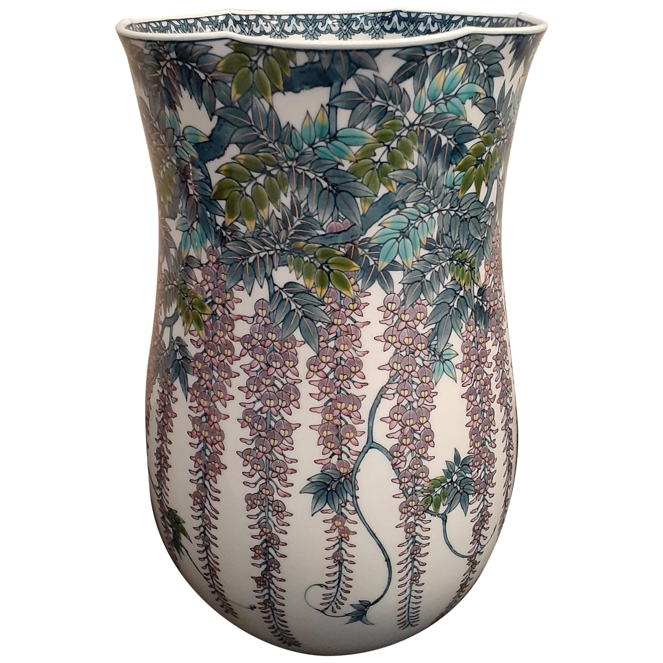 Japanese Contemporary Purple Blue Porcelain Vase by Master Artist, 2