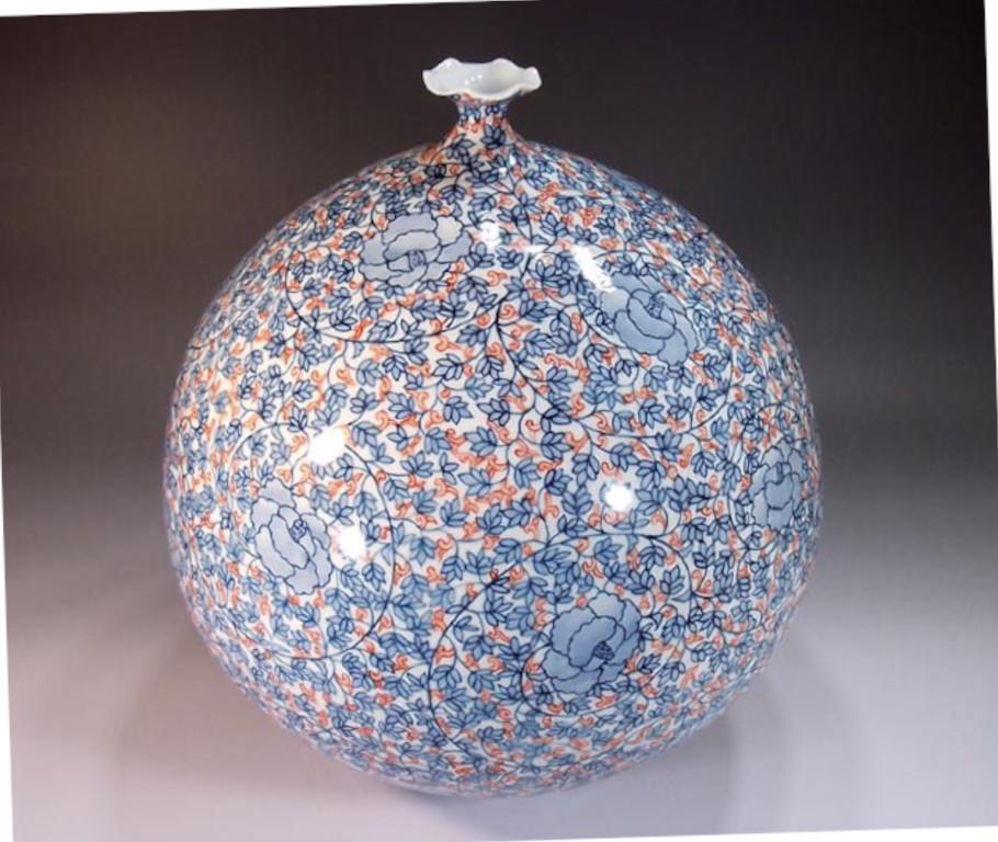 Meiji Japanese Contemporary Purple Green Blue Gold Porcelain Vase by Master Artist, 4 For Sale