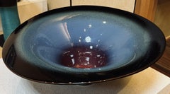 Japanese Contemporary Red Blue Green Hand-Glazed Porcelain Bowl by Master Artist