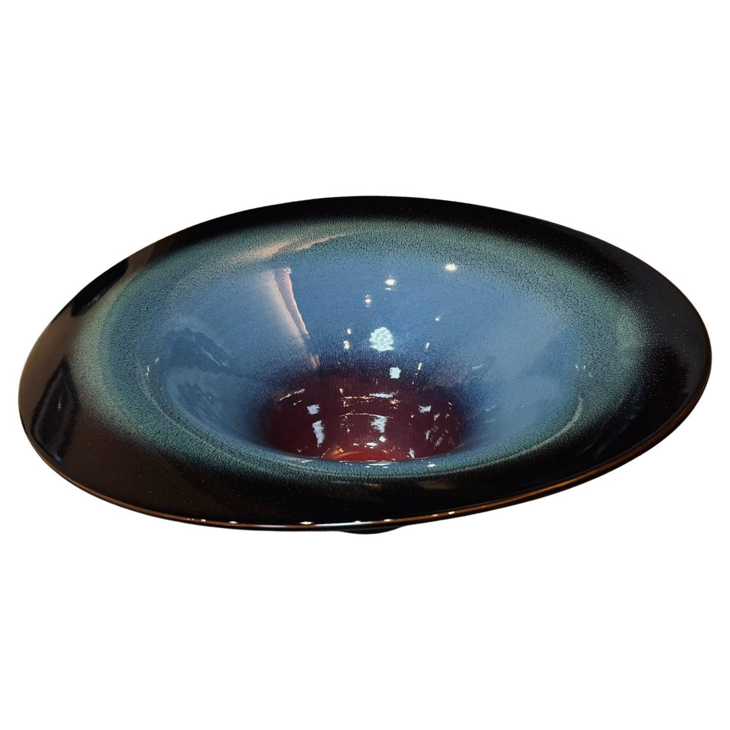 Cuenco Japonés Contemporáneo de Porcelana Esmaltada a Mano Rojo Azul Verde por el Maestro Artista en Nuevo estado para la venta en Takarazuka, JP