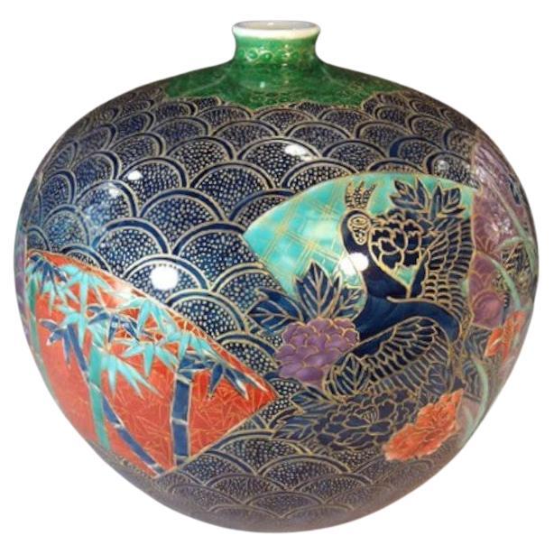 Japanese contemporary Red Green Blue Gold decorative porcelain, 2