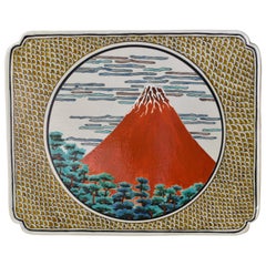Japanese Contemporary Red Green Yellow Porcelain Charger by Master Artist, 2