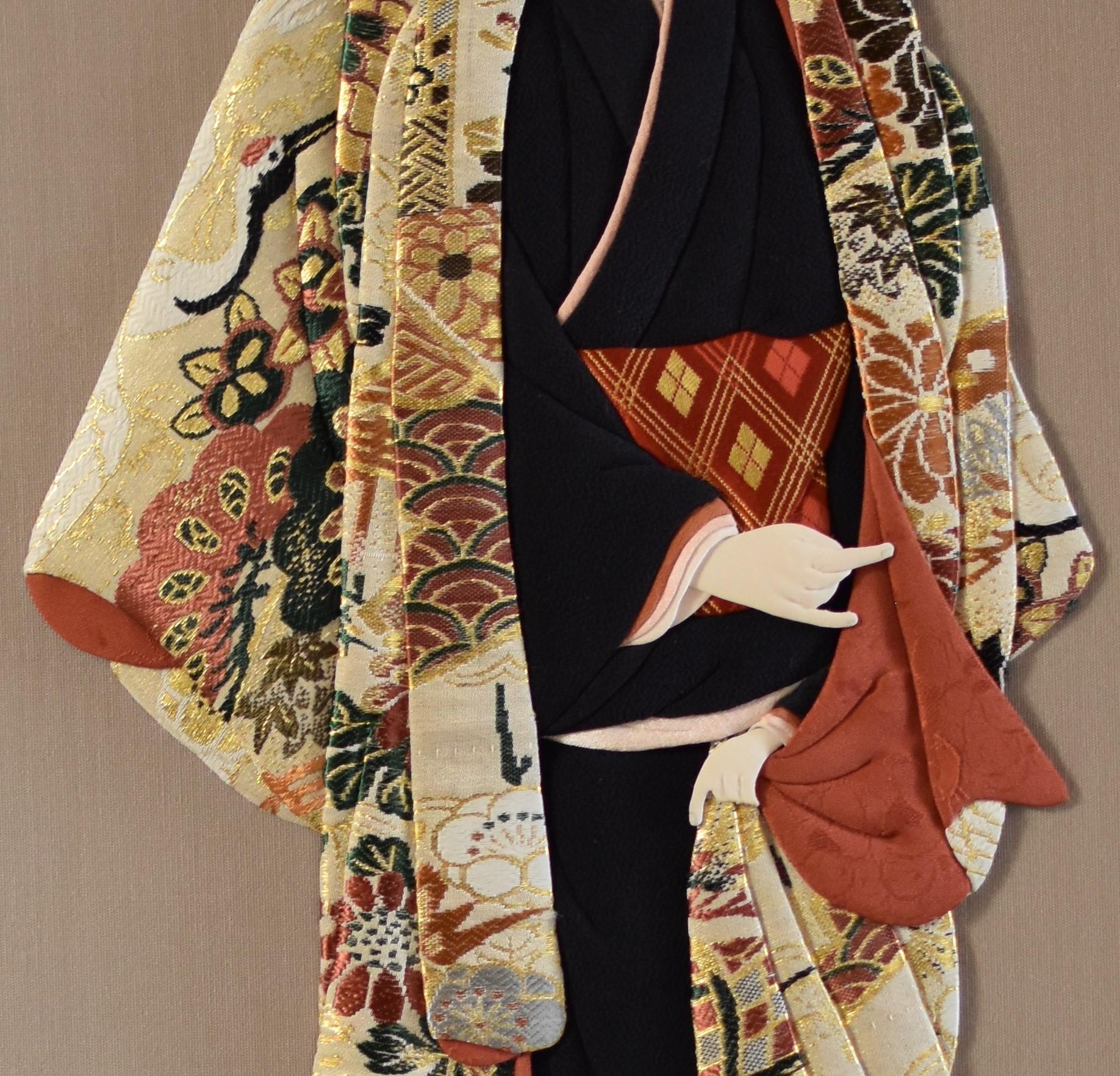 Meiji Japanese Contemporary silk brocade Handcrafted Decorative Art, 5 For Sale