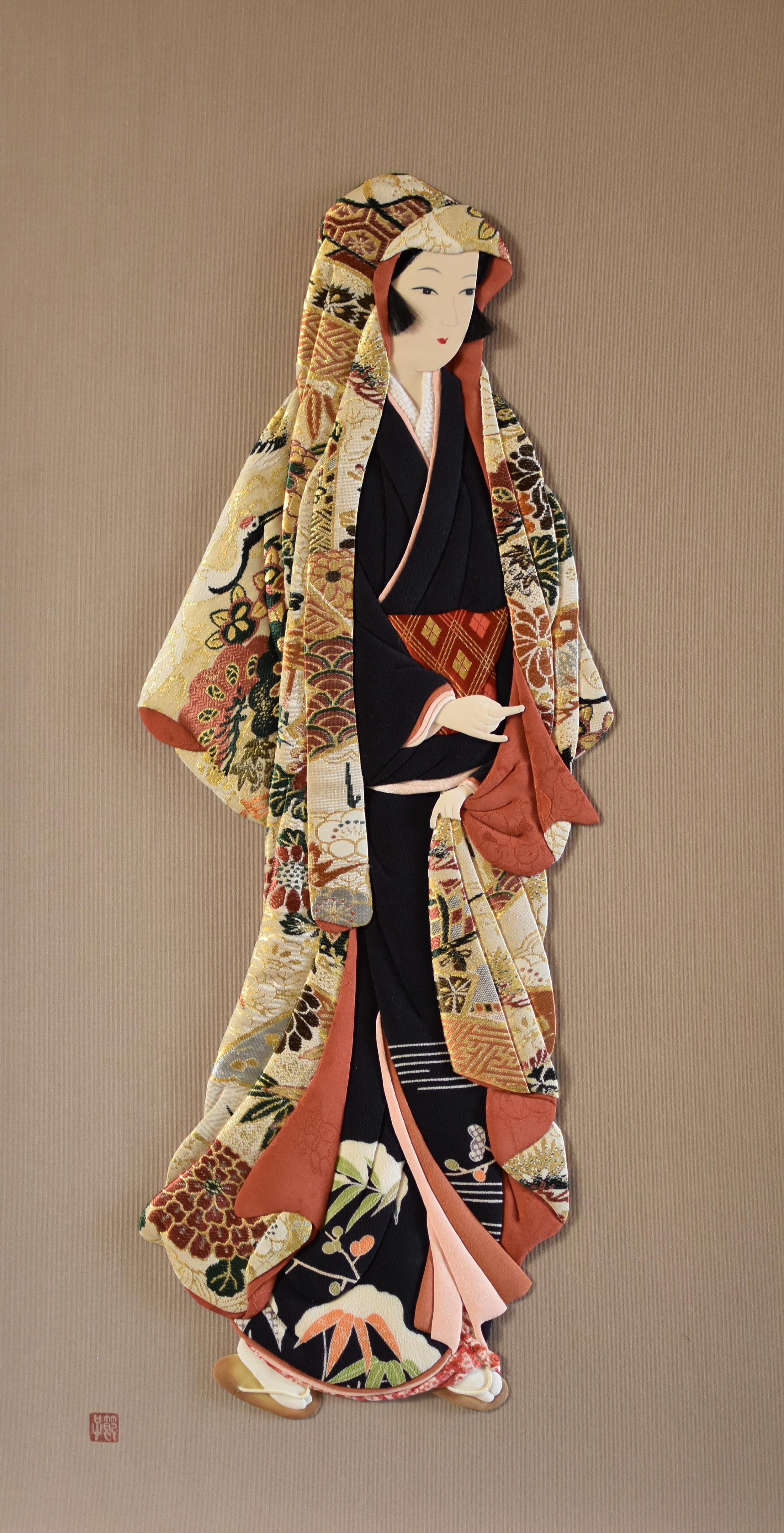 Brocade Japanese Contemporary silk brocade Handcrafted Decorative Art, 5 For Sale
