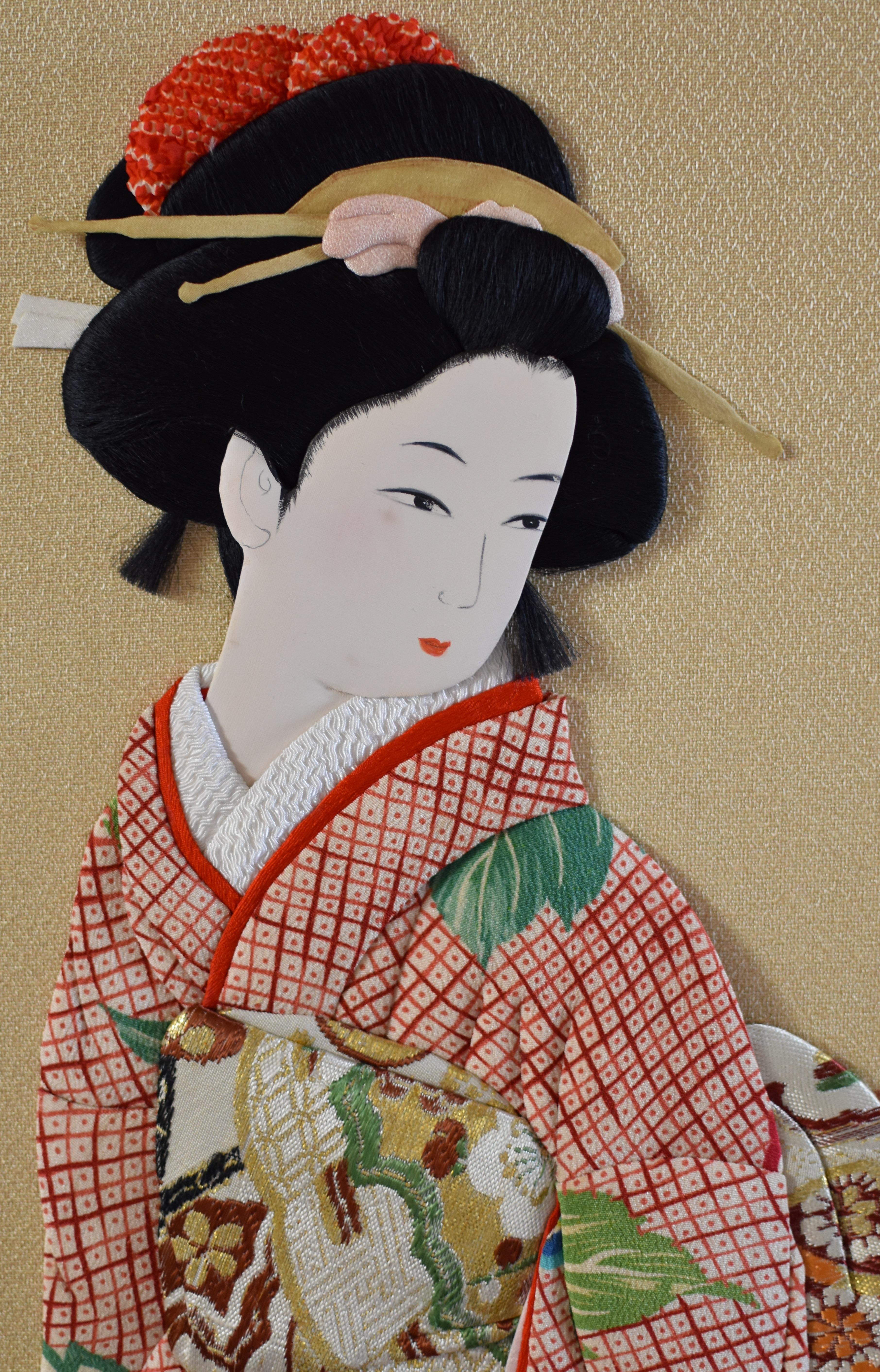 Meiji Japanese Contemporary silk brocade Handcrafted Decorative Art, 6