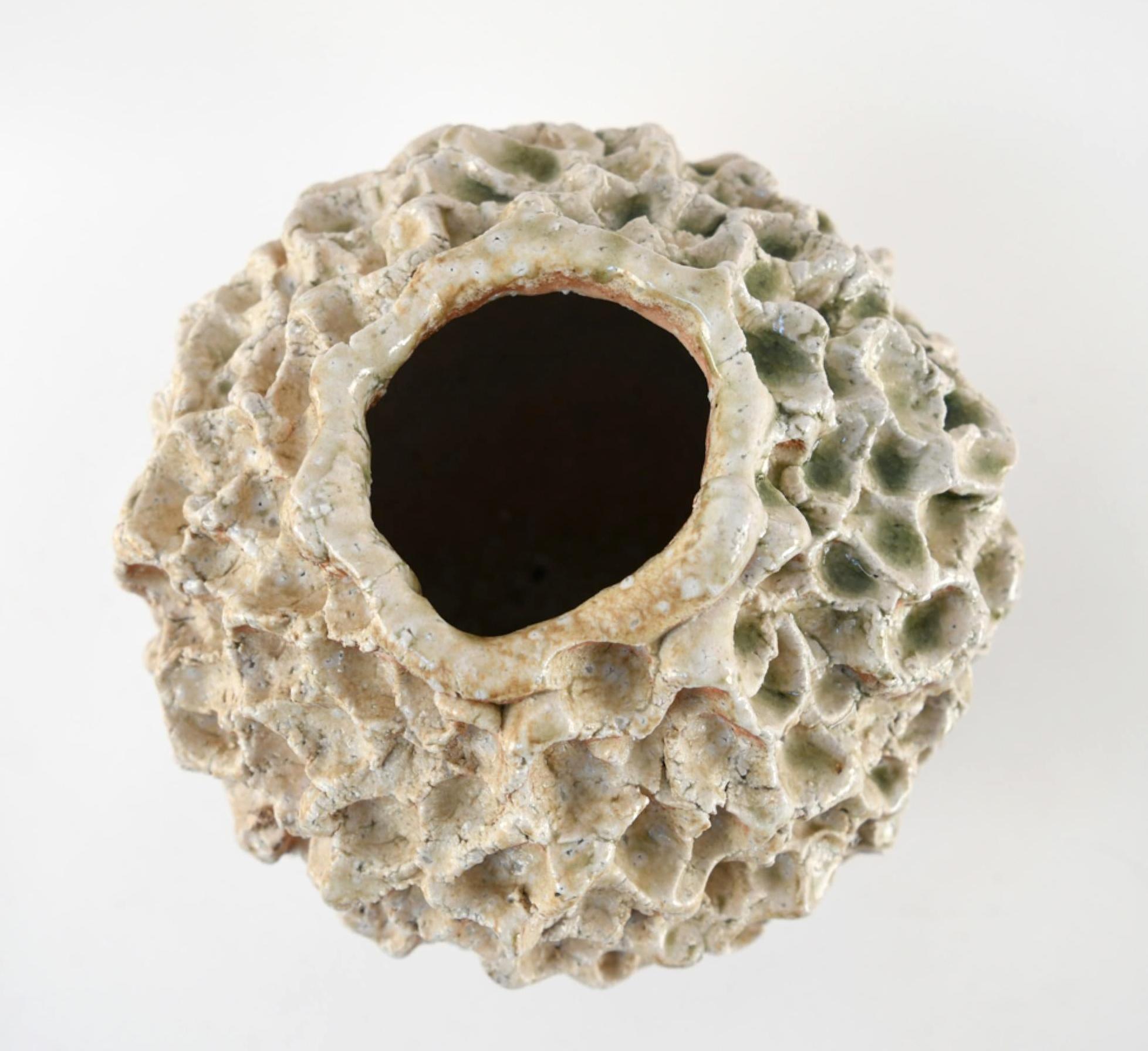 Organic Modern Japanese Contemporary Stoneware Glazed Vase by Satoru Hoshino