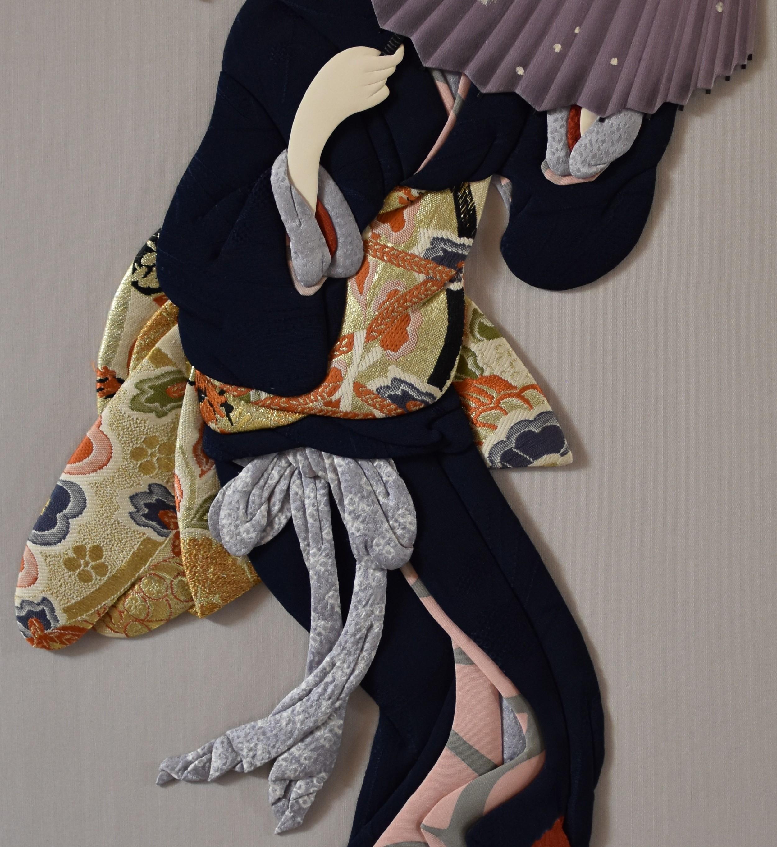 Japanische Contemporary Purple Black Silk Brocade Oshie Dekorative Kunst im Zustand „Neu“ in Takarazuka, JP