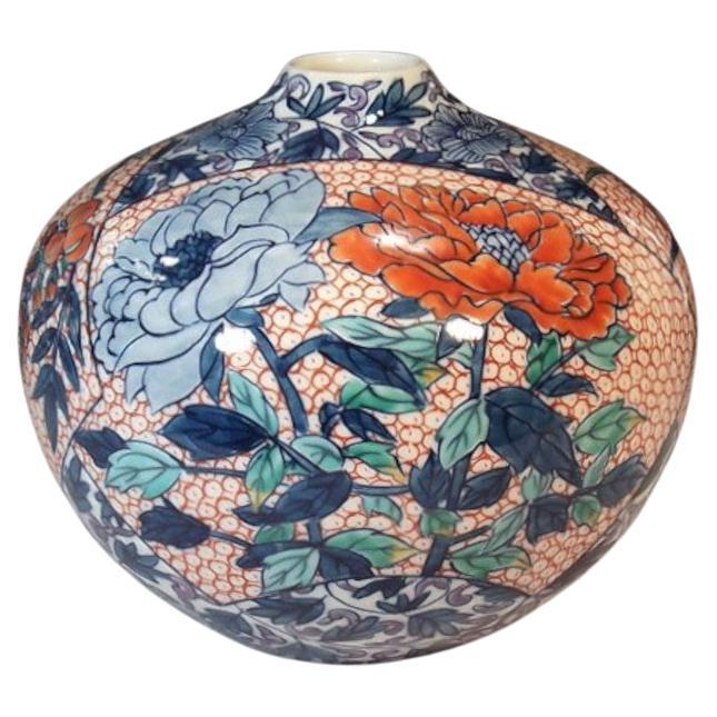 Japanese Contemporary White Blue Red Porcelain  Charger by Master Artist, 3 For Sale