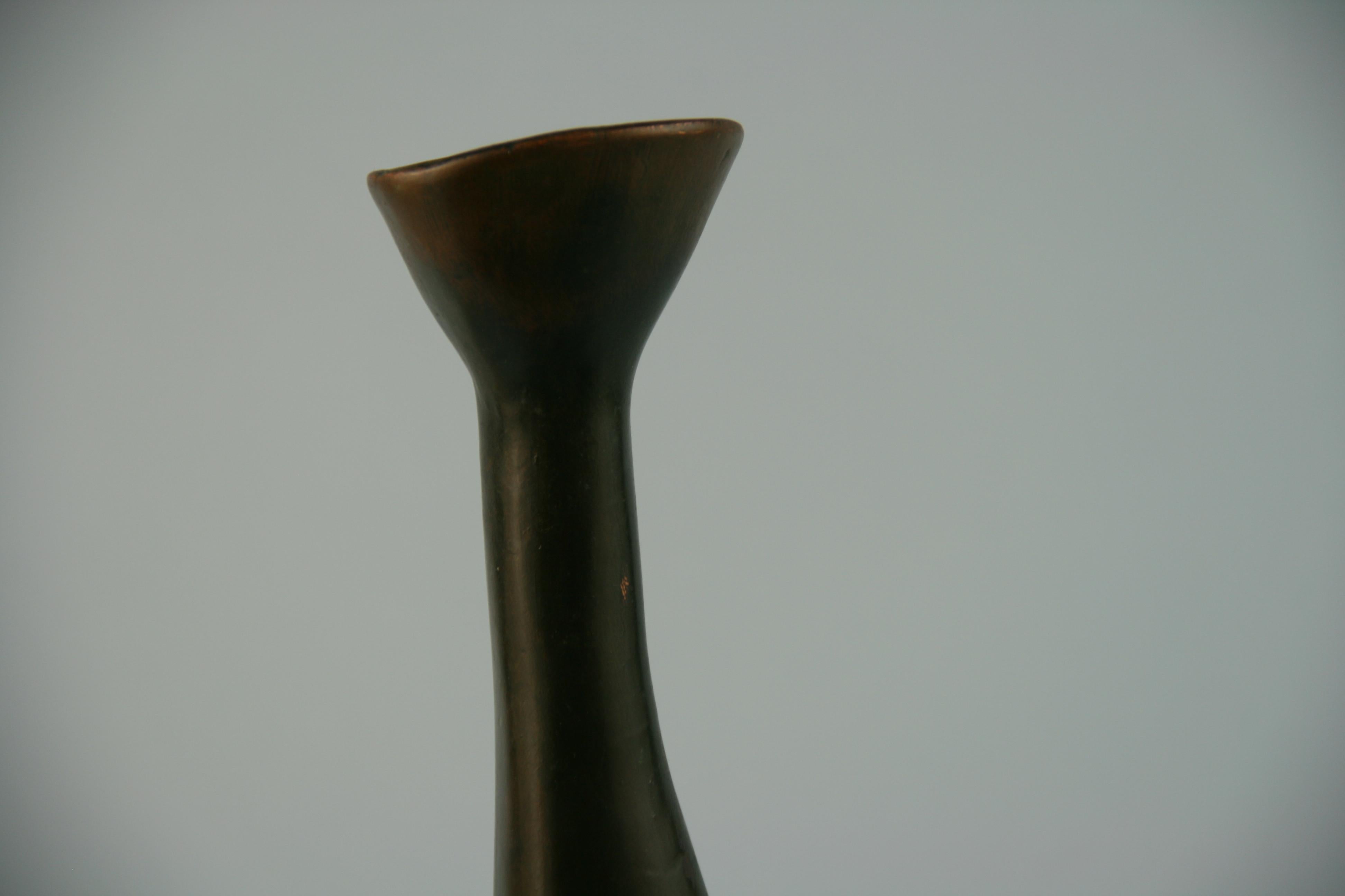 Ceramic Japanese Copper Abstract Sculpture/Bud Vase For Sale