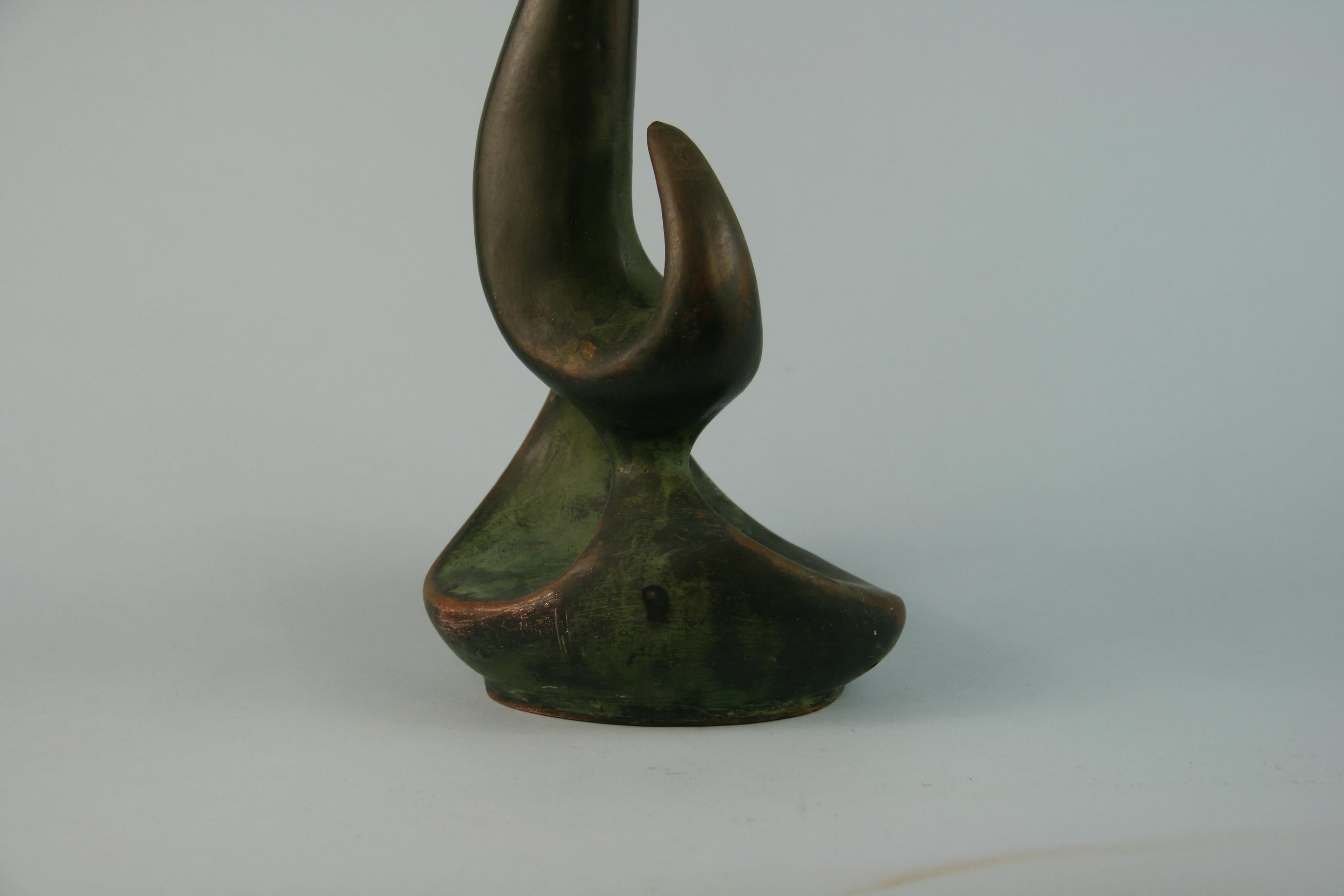 Japanische abstrakte japanische Kupfer-Skulptur/Bud-Vase im Angebot 1