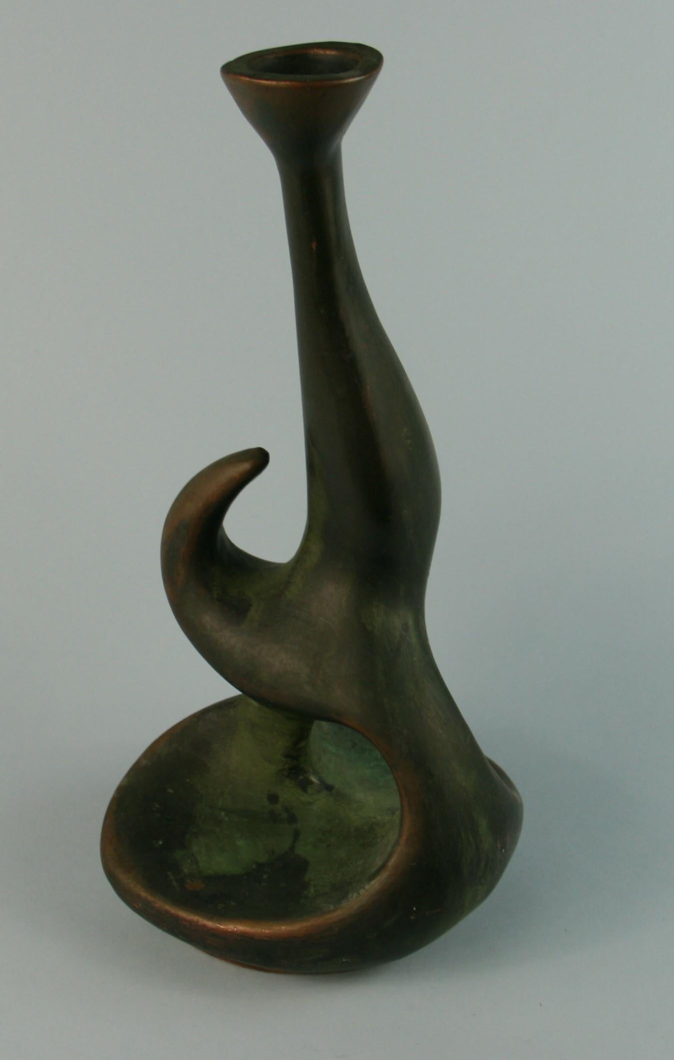 Japanische abstrakte japanische Kupfer-Skulptur/Bud-Vase im Angebot 3