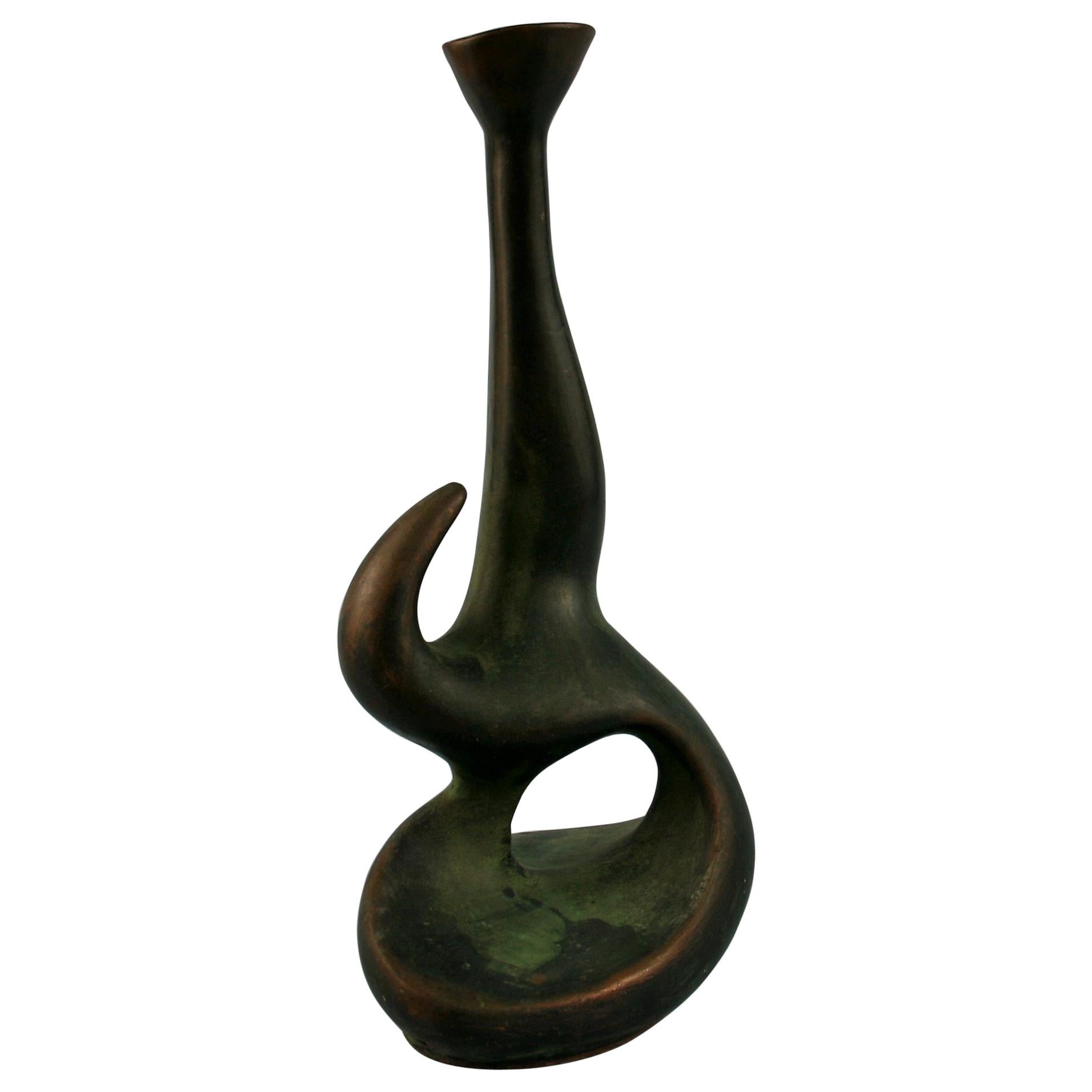 Japanische abstrakte japanische Kupfer-Skulptur/Bud-Vase im Angebot