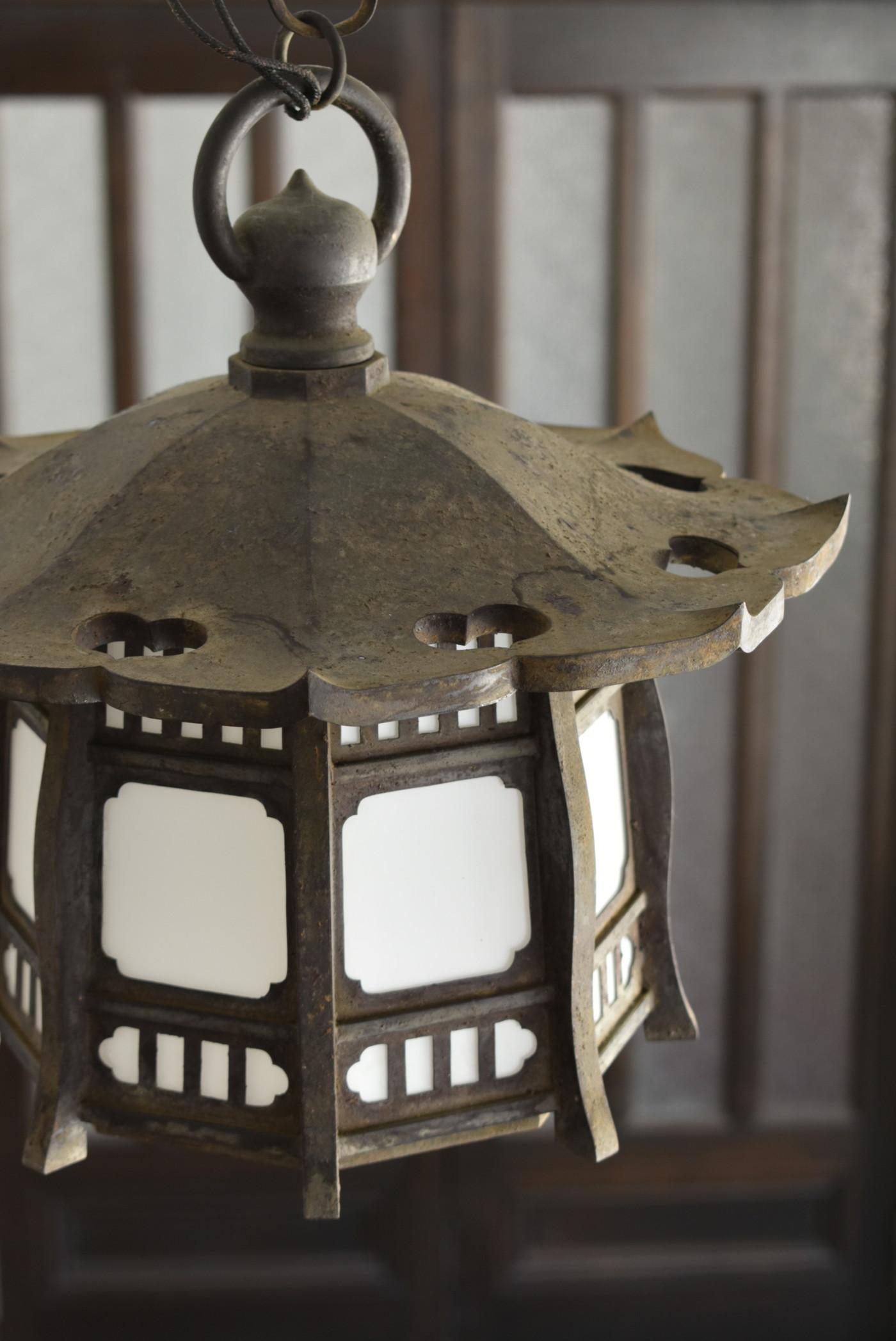 Japanese Copper Antique Hanging Lantern/Pendant Light with Ceiling, 1900-1920 2