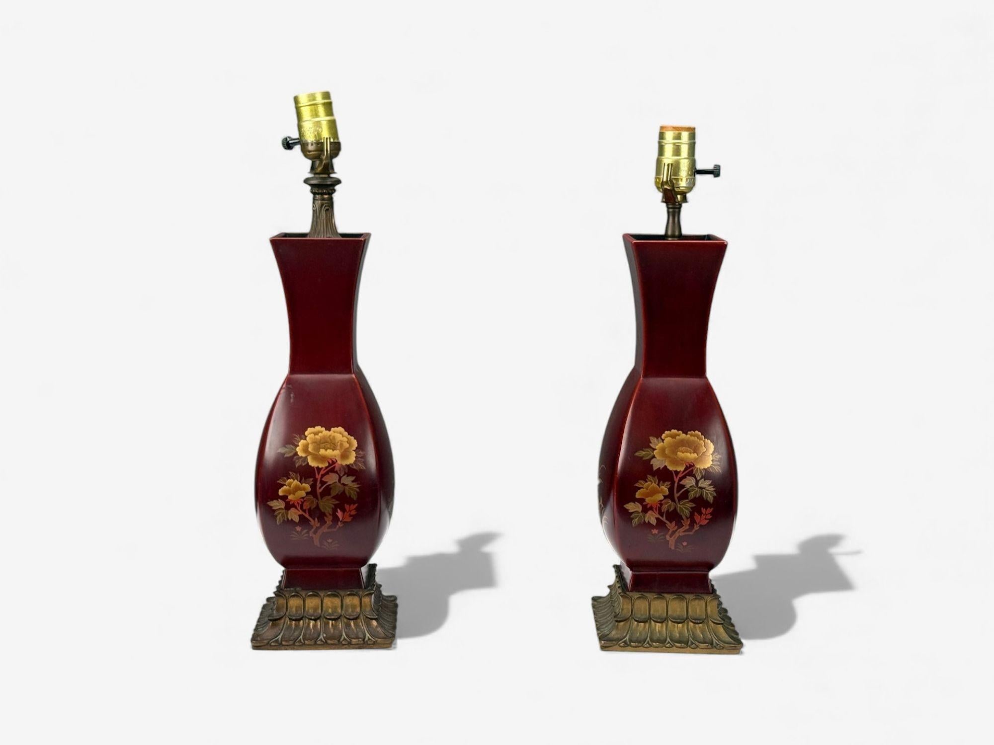 Japonesa, Cobre, Metal Lacado, Latón, Lámparas de Mesa Jarrón Maruni, Japón, Años 60 en Bueno estado para la venta en Manhasset, NY