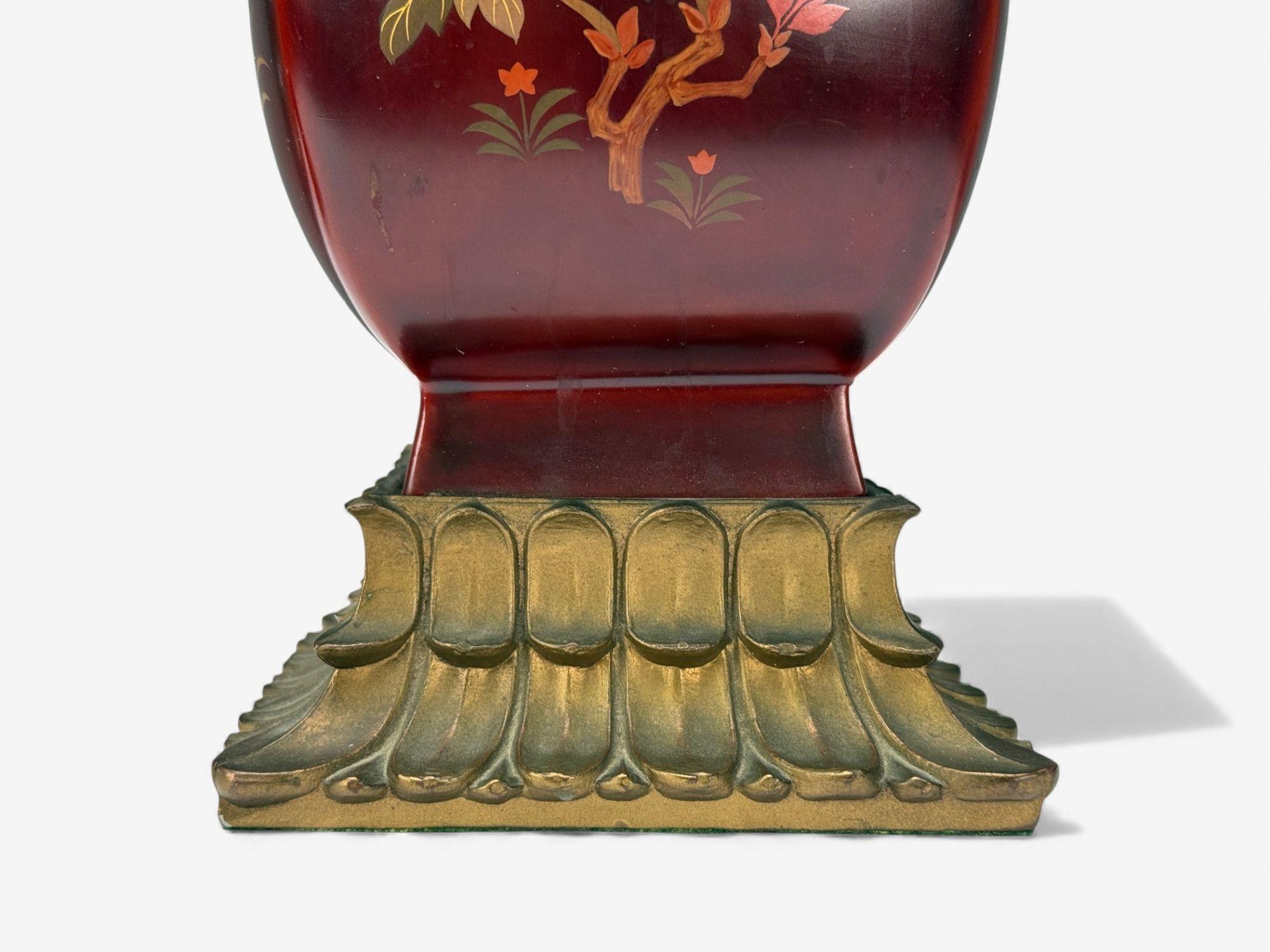 Japonesa, Cobre, Metal Lacado, Latón, Lámparas de Mesa Jarrón Maruni, Japón, Años 60 en venta 3