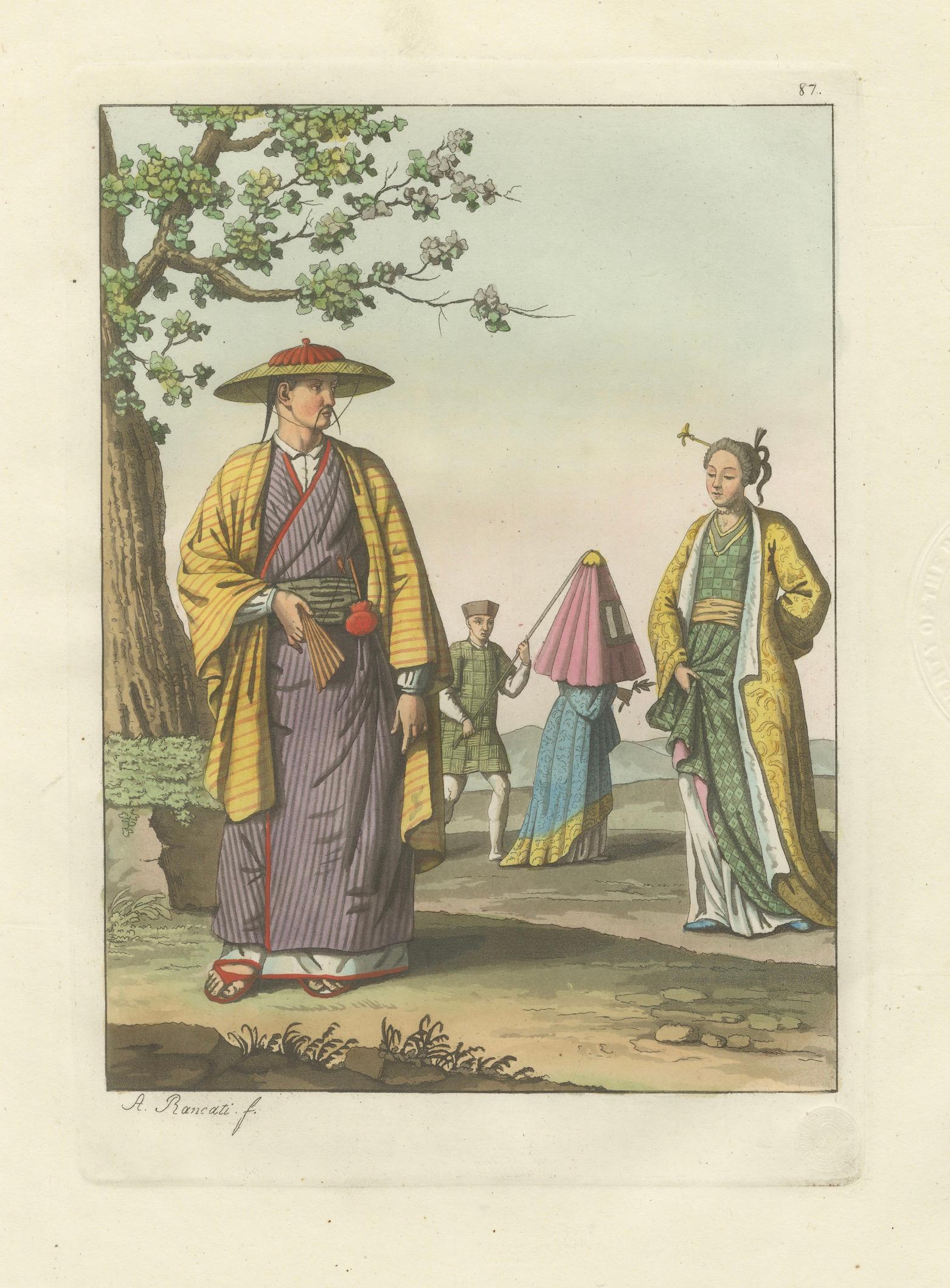 Japanese Costume Scene Edo Period – Ferrario Il Costume Antico e Moderno, 1815