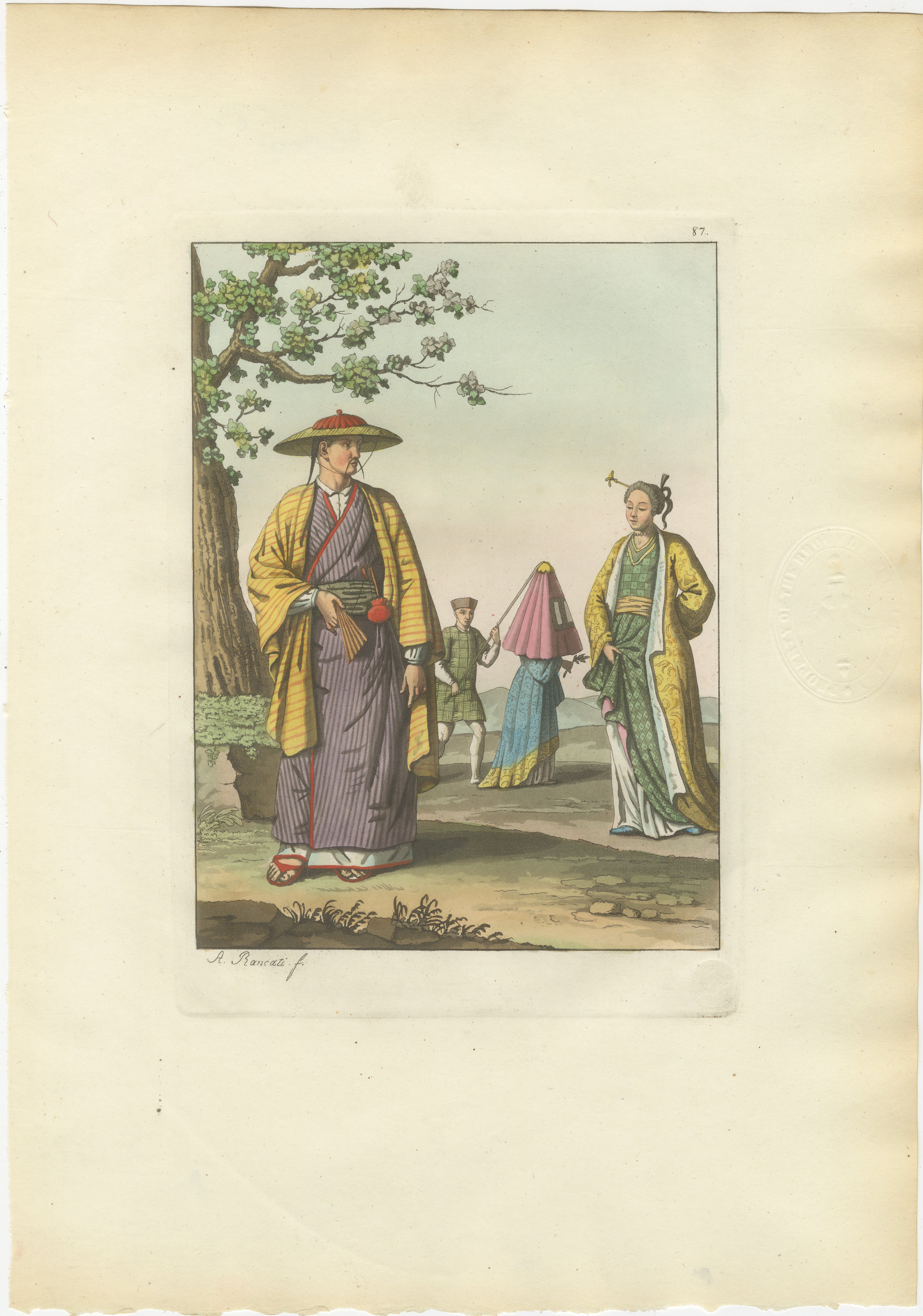 Japanese Costume Scene Edo Period – Ferrario Il Costume Antico e Moderno, 1815