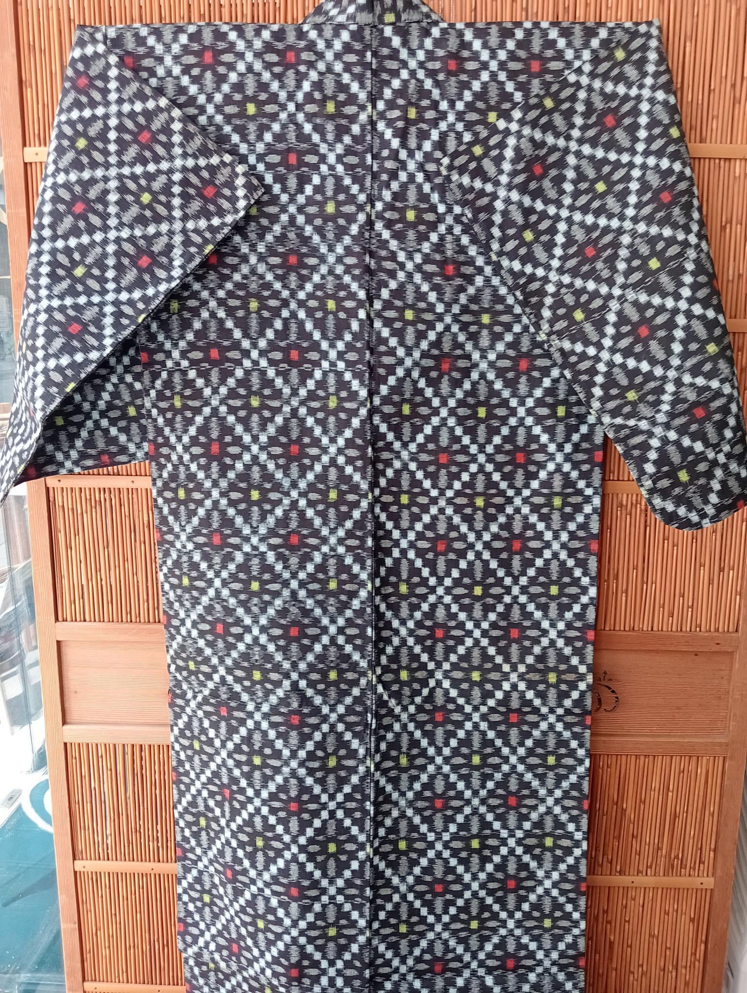 Cotone giapponese Kasuri blu navy con motivo a quadri In condizioni buone in vendita a Paris, FR