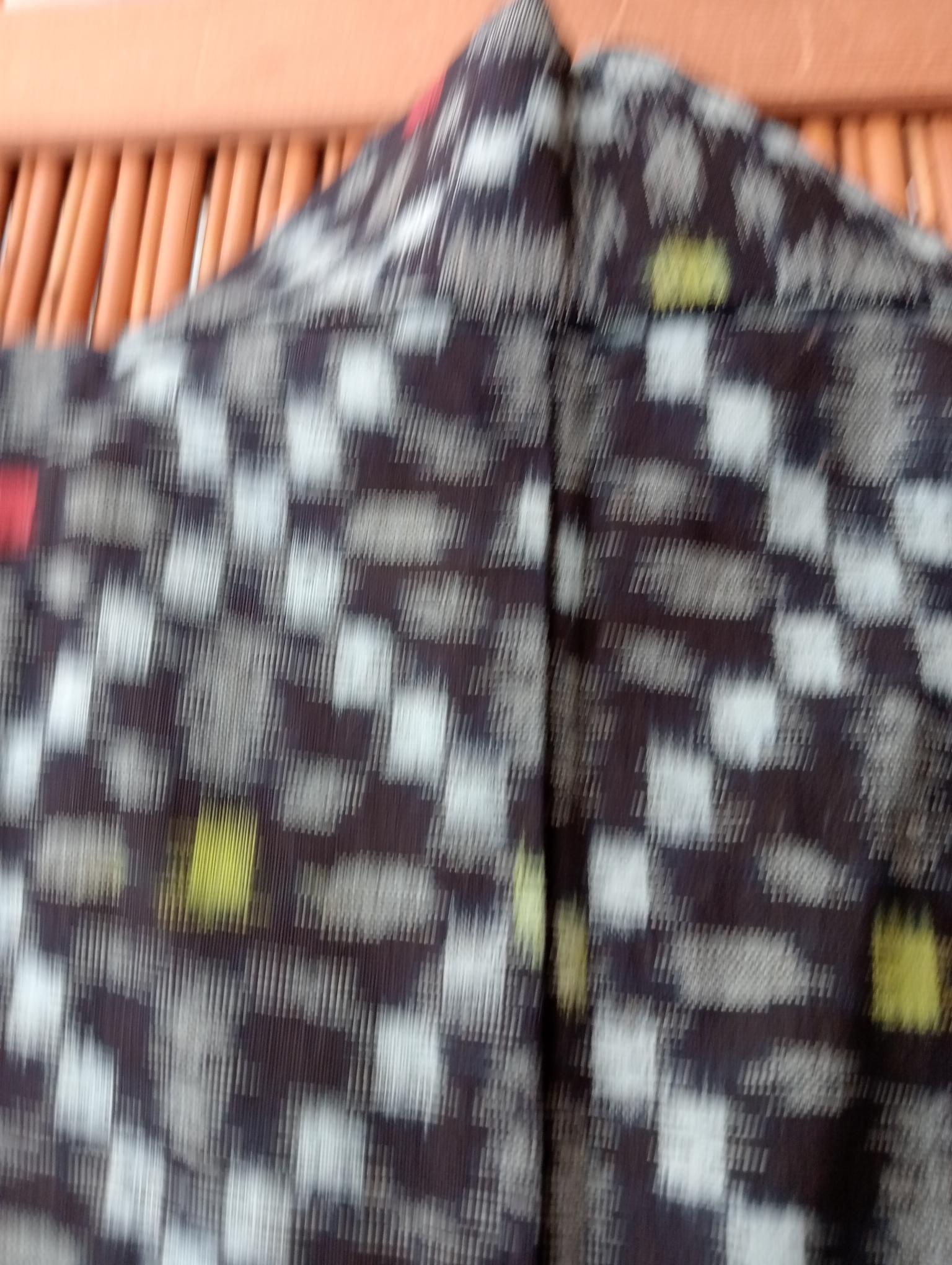 Cotone giapponese Kasuri blu navy con motivo a quadri in vendita 1
