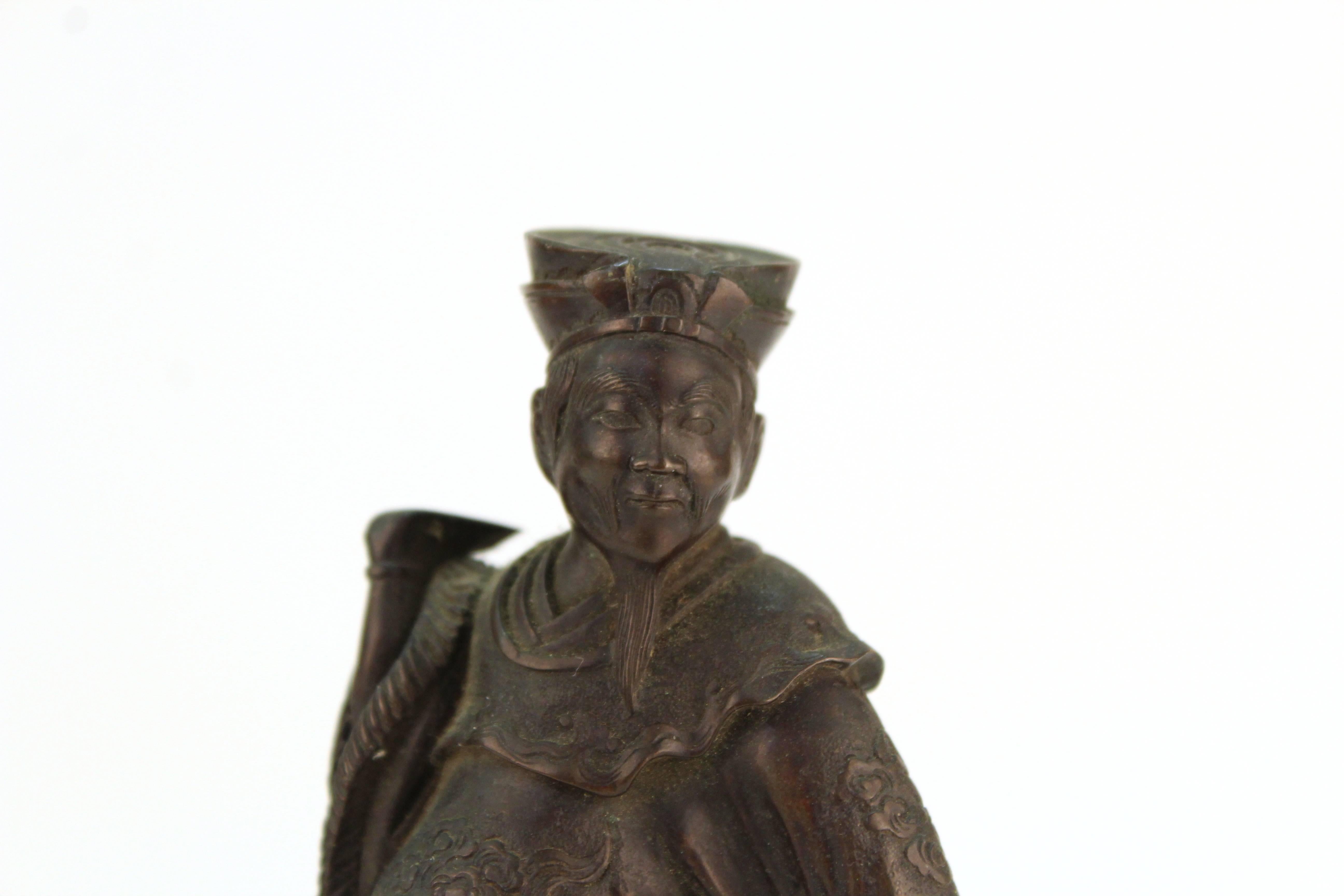 Japanese Court Figure in Bronzed Metal on Stone Base 2