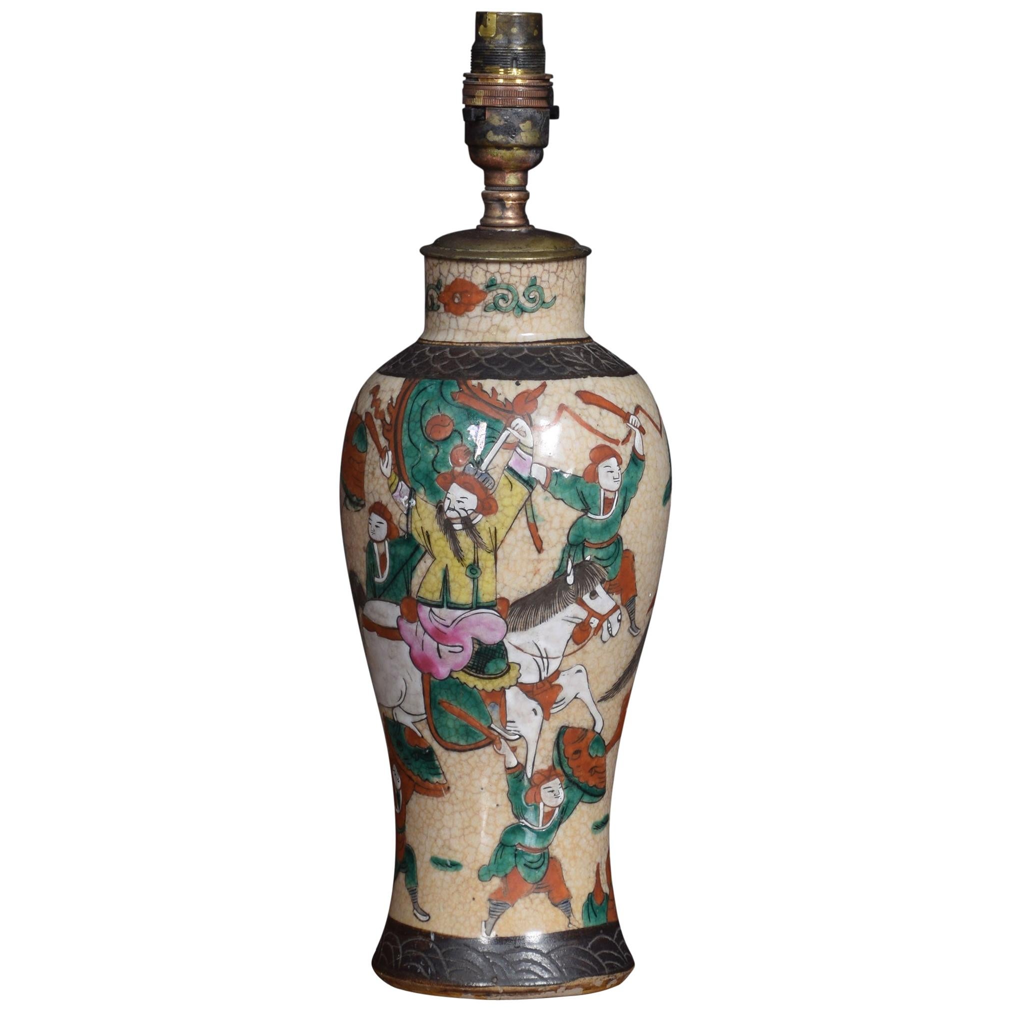 Japanese Crackle Glaze Vase Lamp