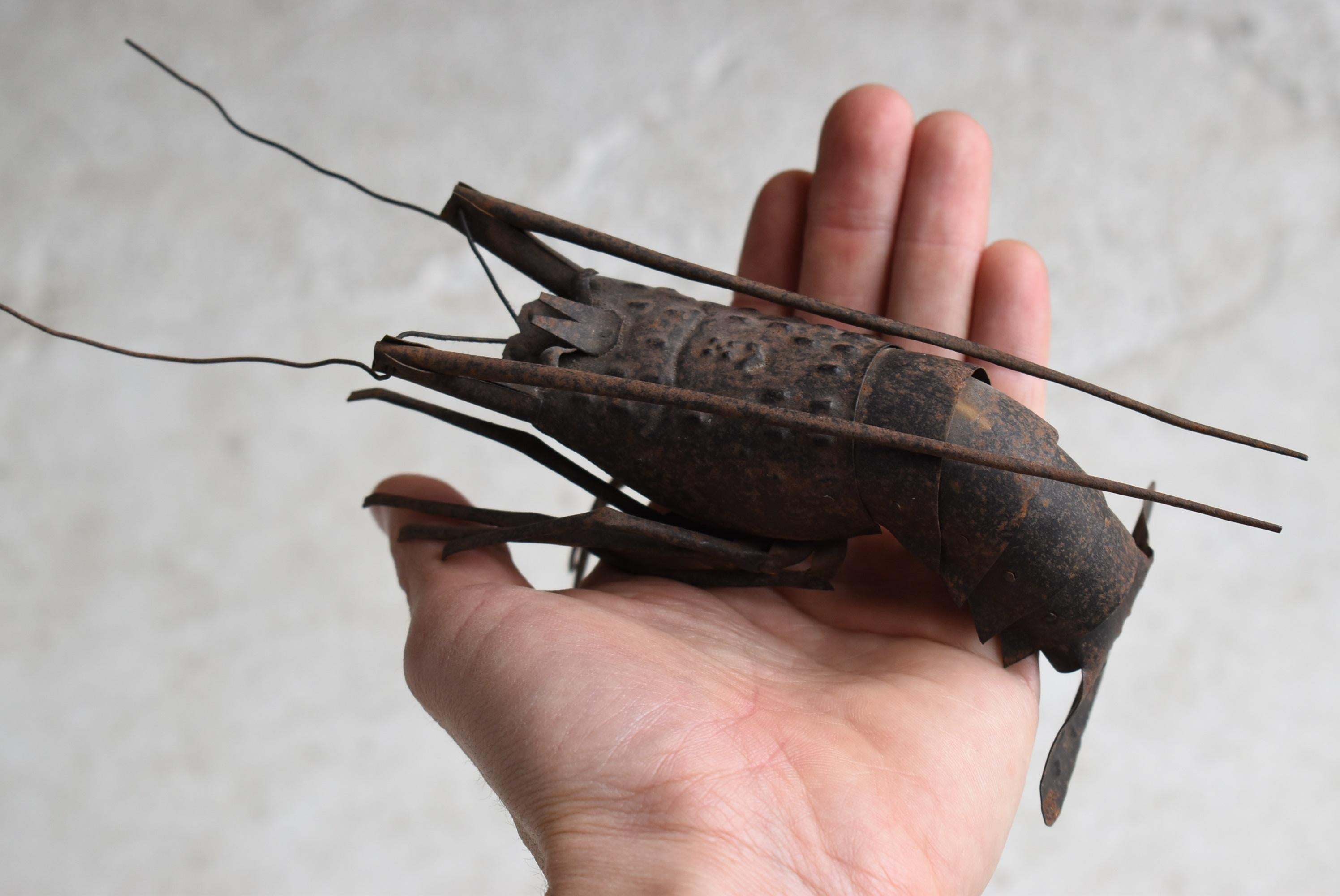 Japanese Old Iron Shrimp Figurine 1860s-1920s/Antique Object mingei For Sale 5