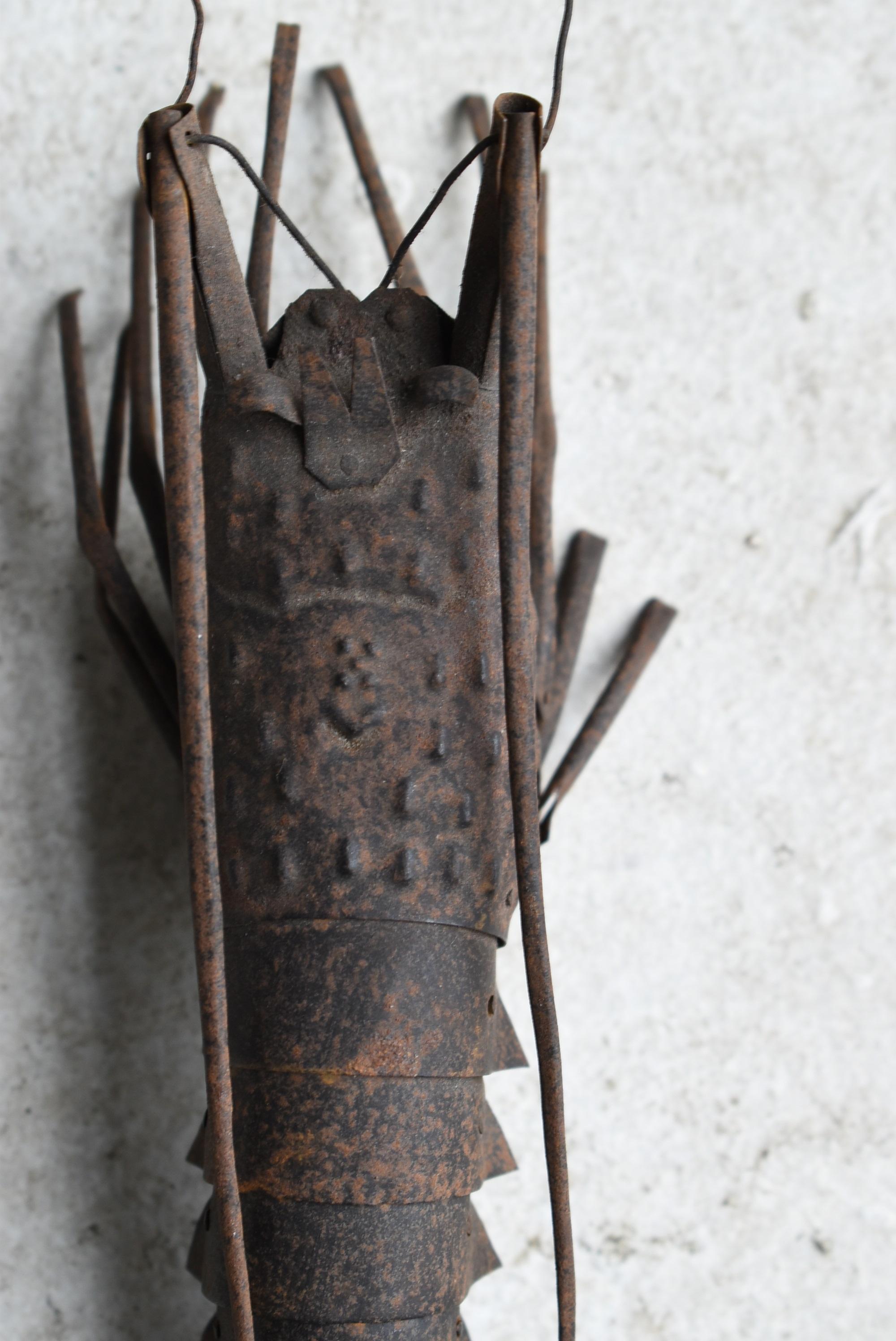 Japanese Old Iron Shrimp Figurine 1860s-1920s/Antique Object mingei For Sale 6