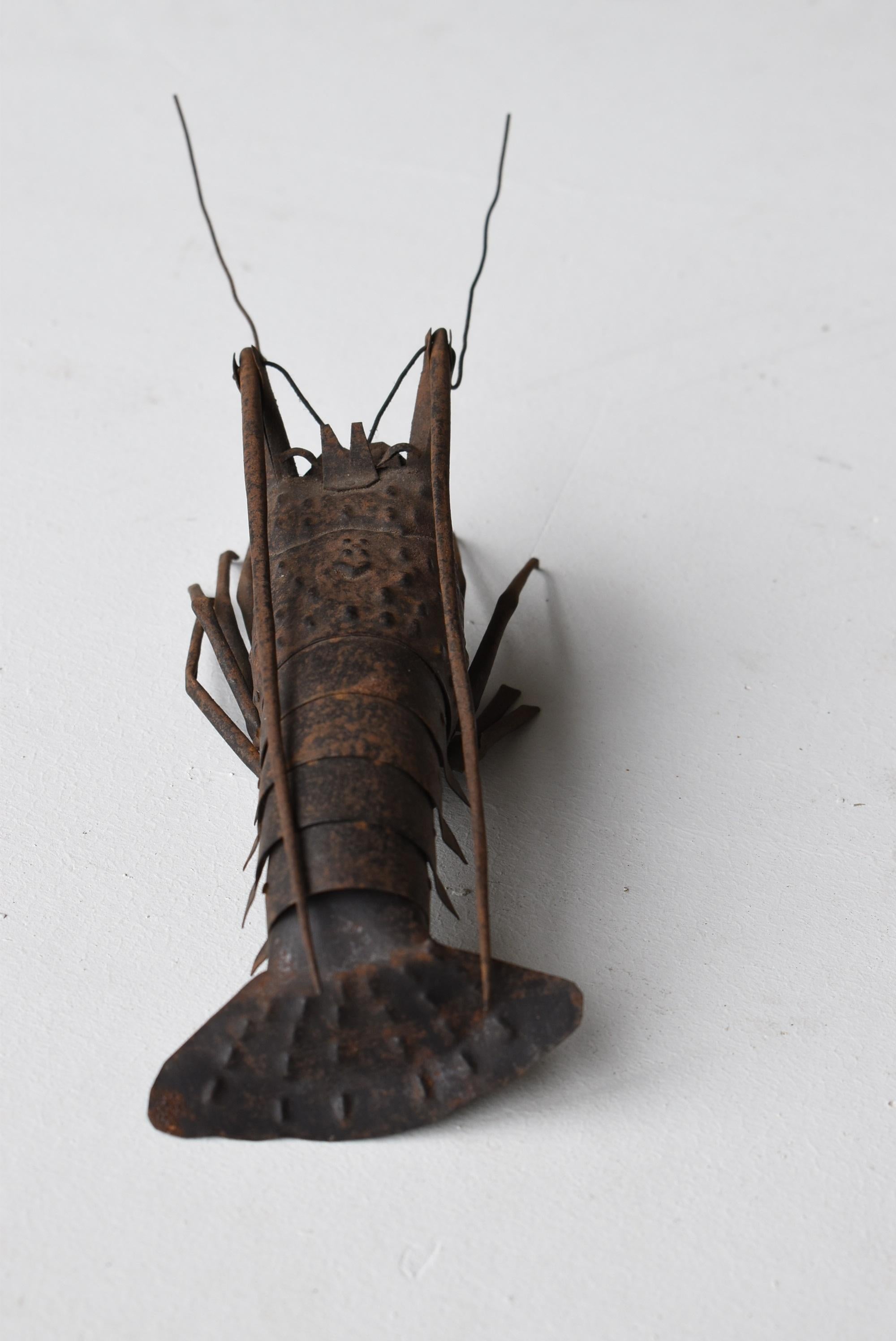 Japanese Old Iron Shrimp Figurine 1860s-1920s/Antique Object mingei For Sale 2