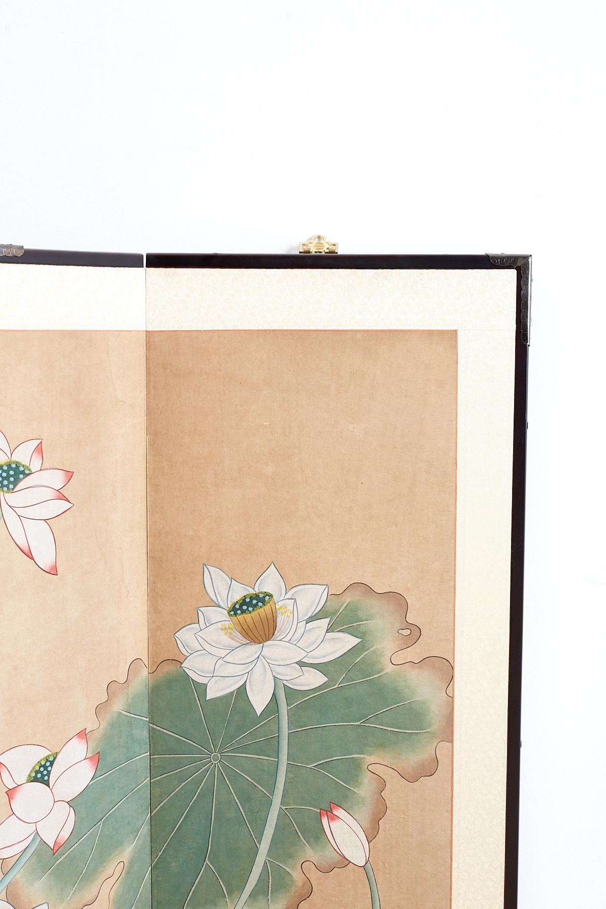 Japanese Cranes and Lotus Blossom Byobu Screen 6