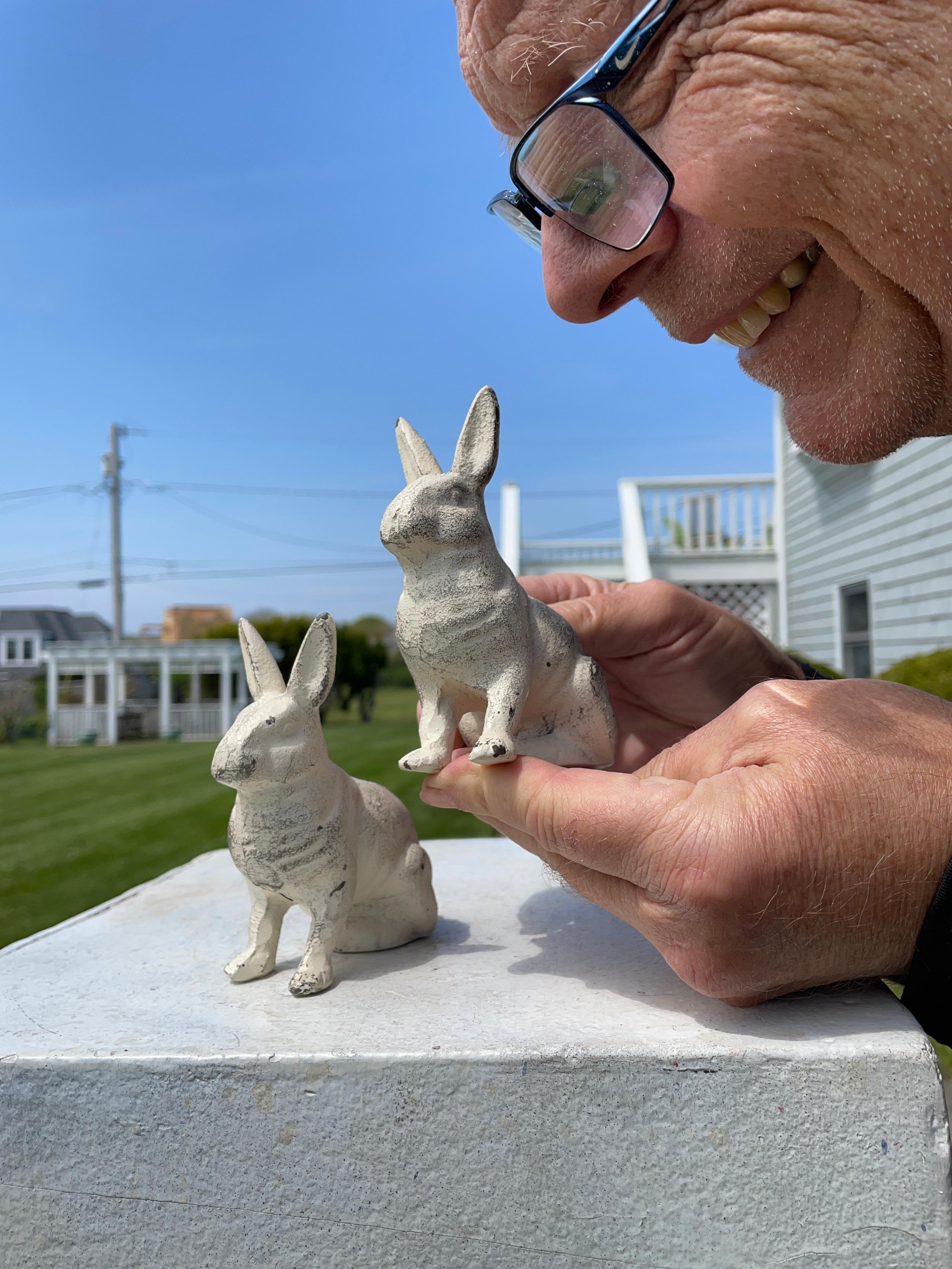 Small Bunny Rabbits For Your Garden

Just received 

This Japanese pair (2) of playful smaller scale solid hand cast rabbits usagi would make wonderful garden additions or pleasurable interior accents.

Handsome pair with hand painted surfaces-