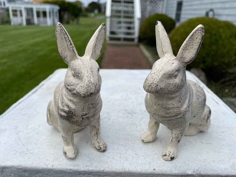 Japanese Pair Small Flower Pot Bunny Rabbits For Sale at 1stDibs