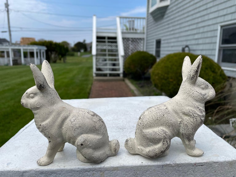 20th Century Japanese Pair Small Flower Pot Bunny Rabbits For Sale