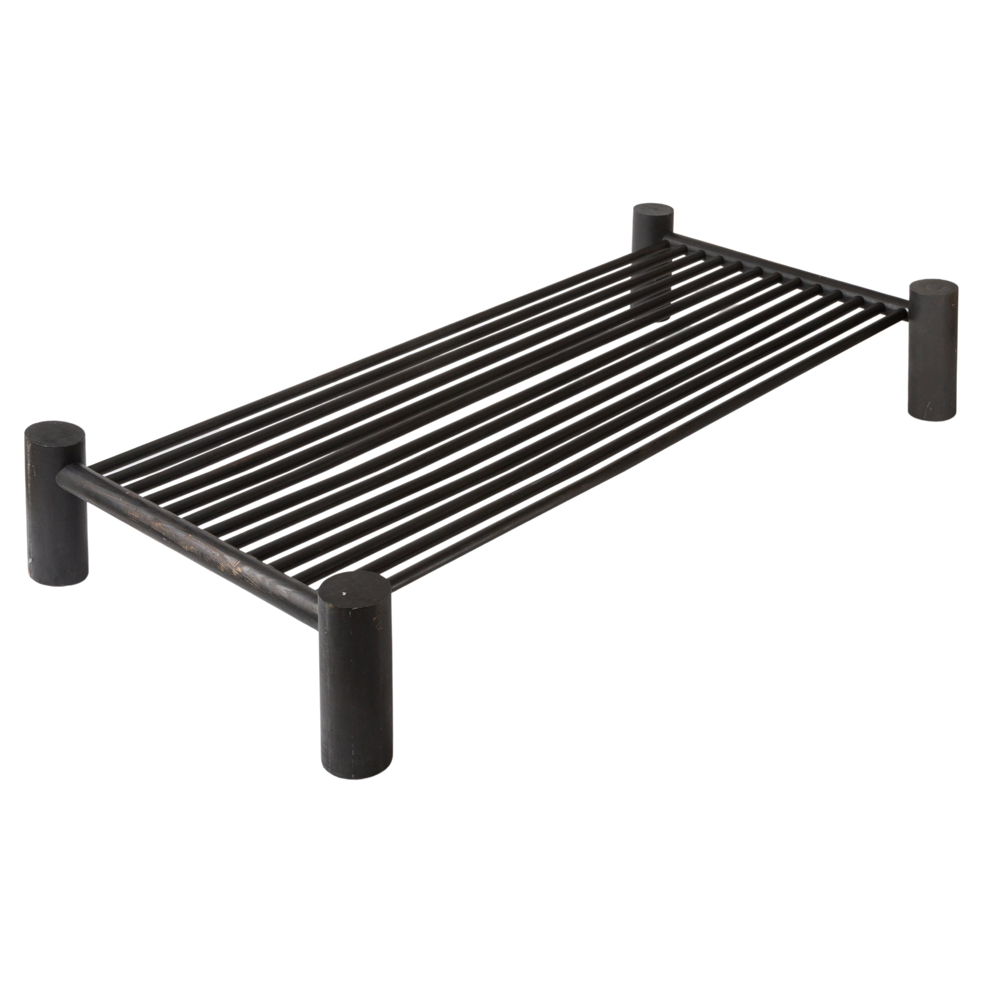 Japanese Daybed in Ebonized Wood, circa 1960