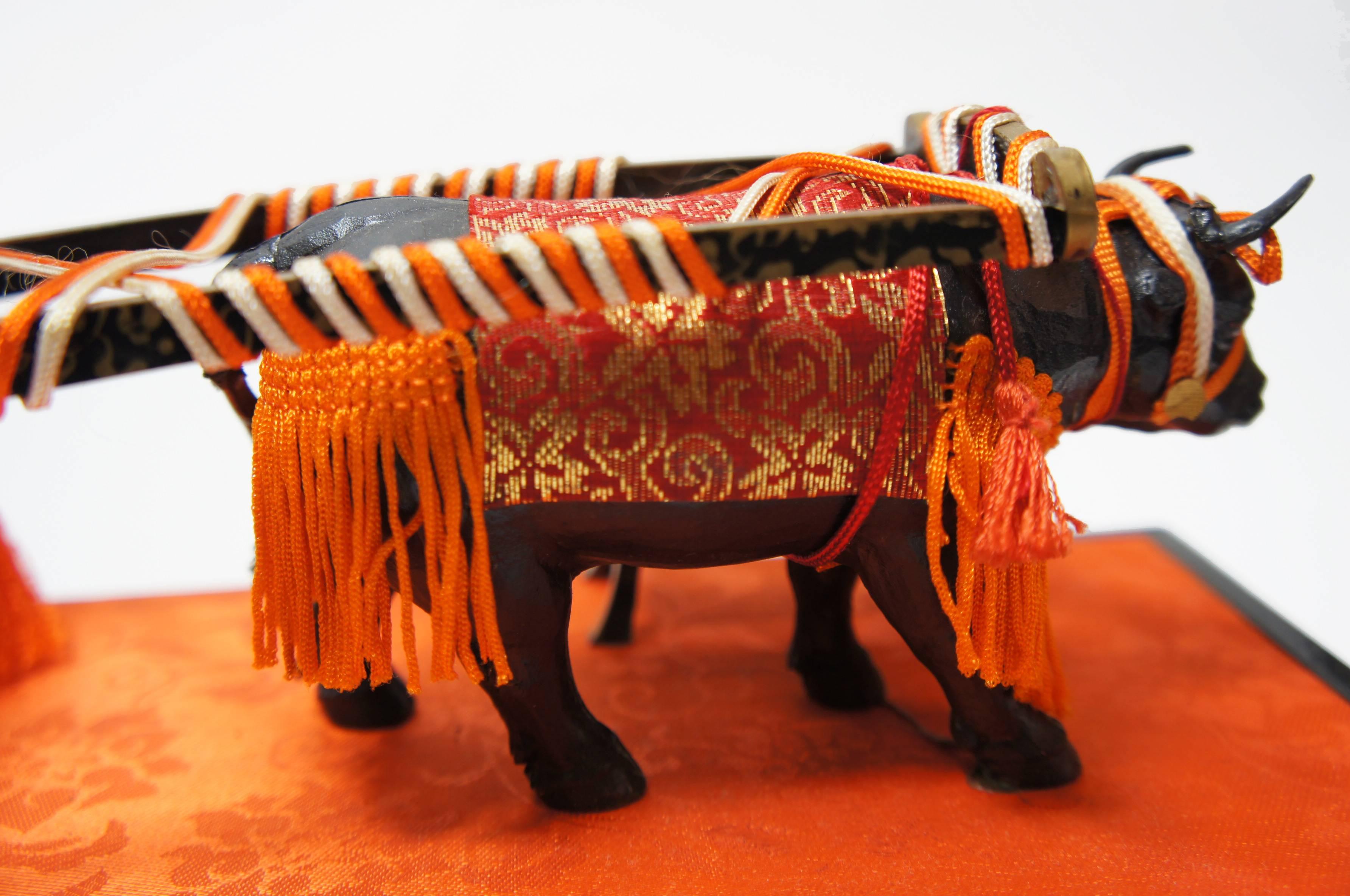 Japanese Decorative Ox Carriage Objects for Doll's Festival Hinamatsuri, 1950s 4