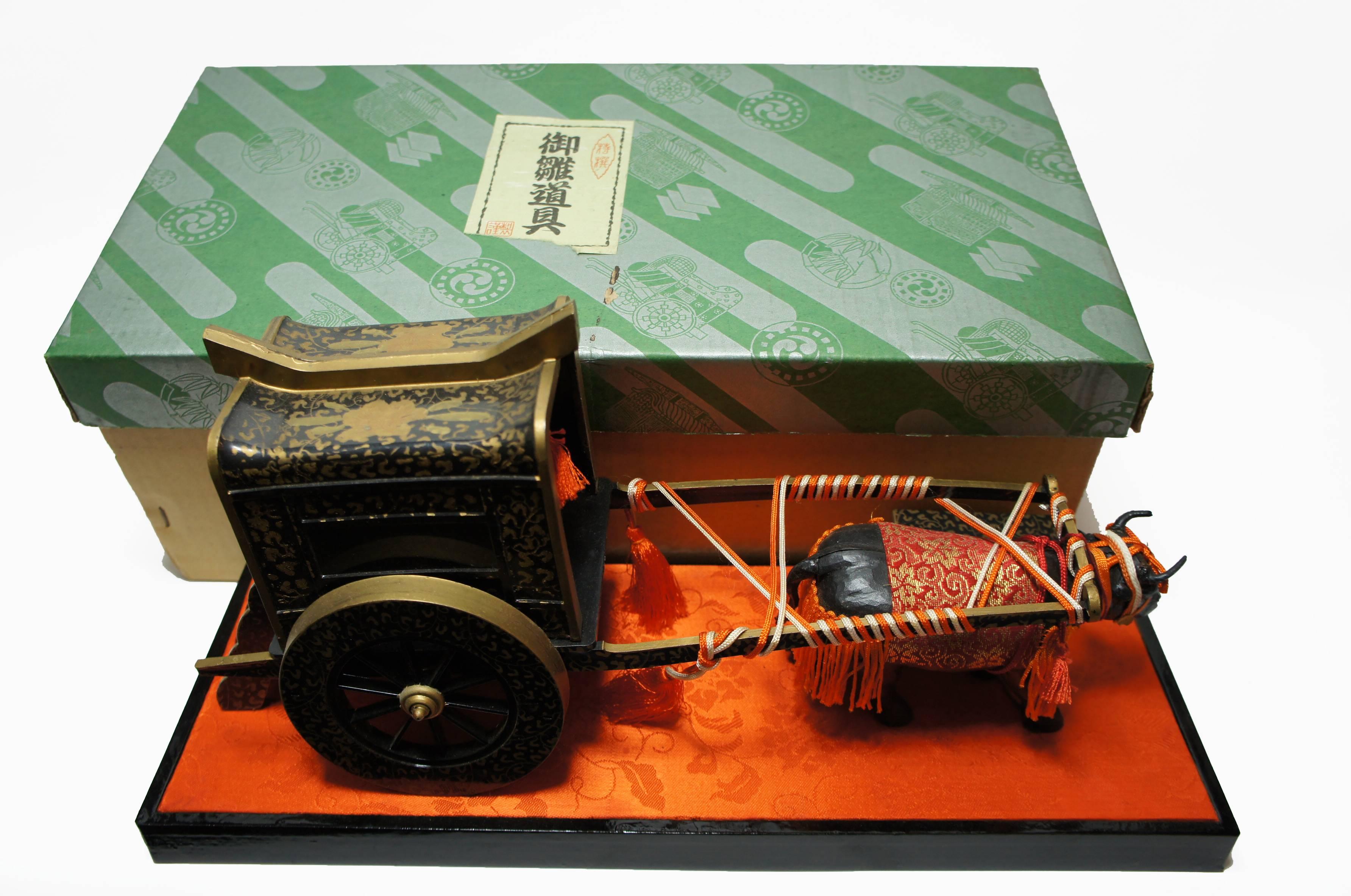 Japanese Decorative Ox Carriage Objects for Doll's Festival Hinamatsuri, 1950s 12