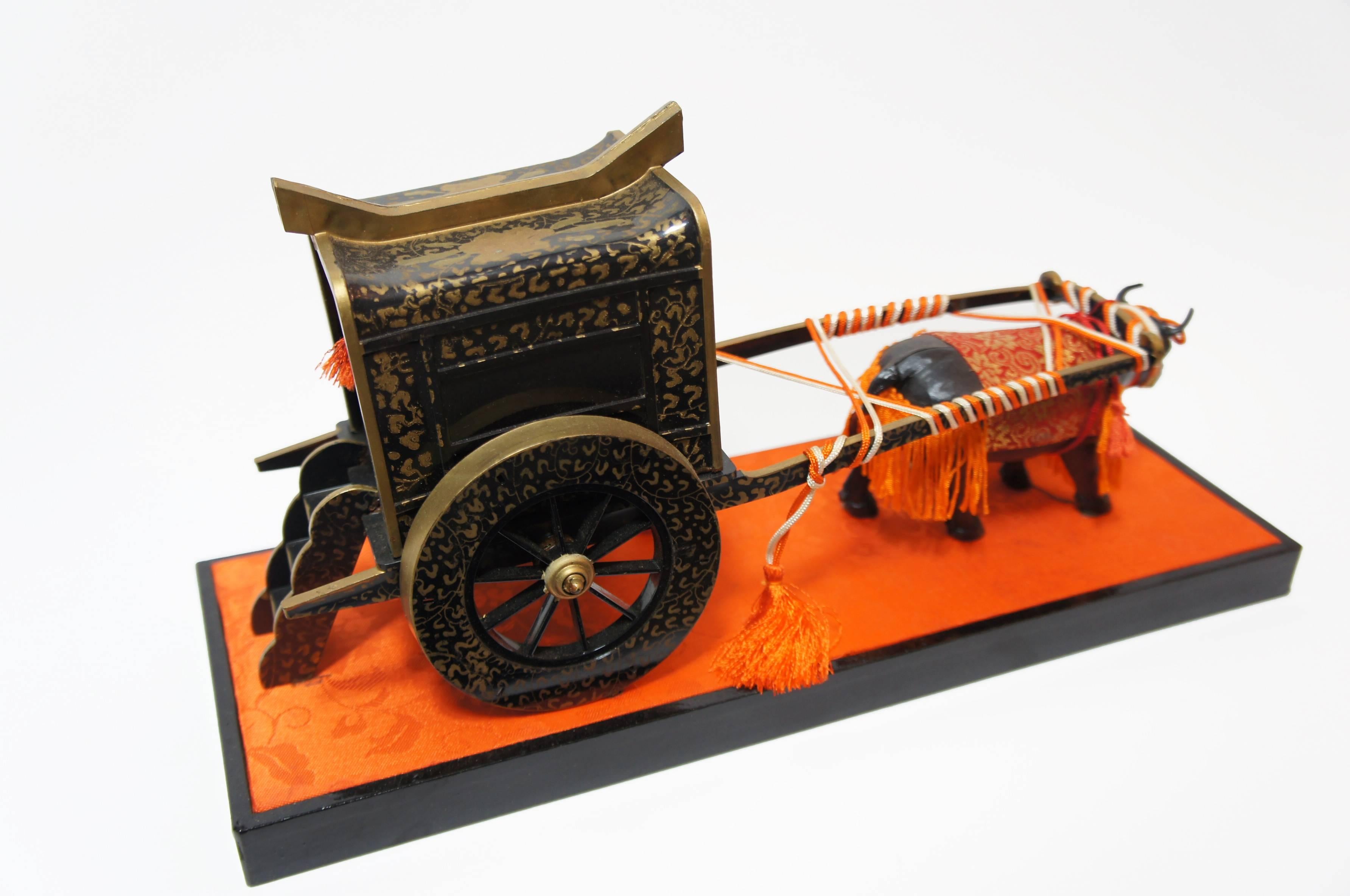 Hand-Crafted Japanese Decorative Ox Carriage Objects for Doll's Festival Hinamatsuri, 1950s