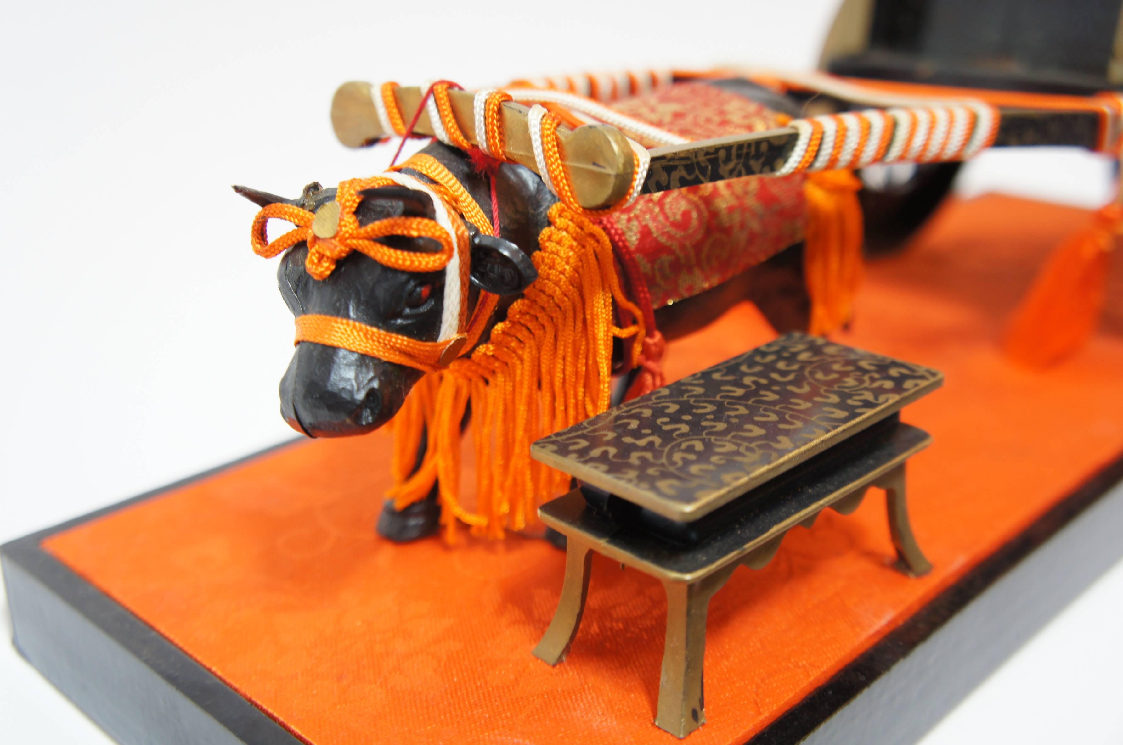 Japanese Decorative Ox Carriage Objects for Doll's Festival Hinamatsuri, 1950s 1