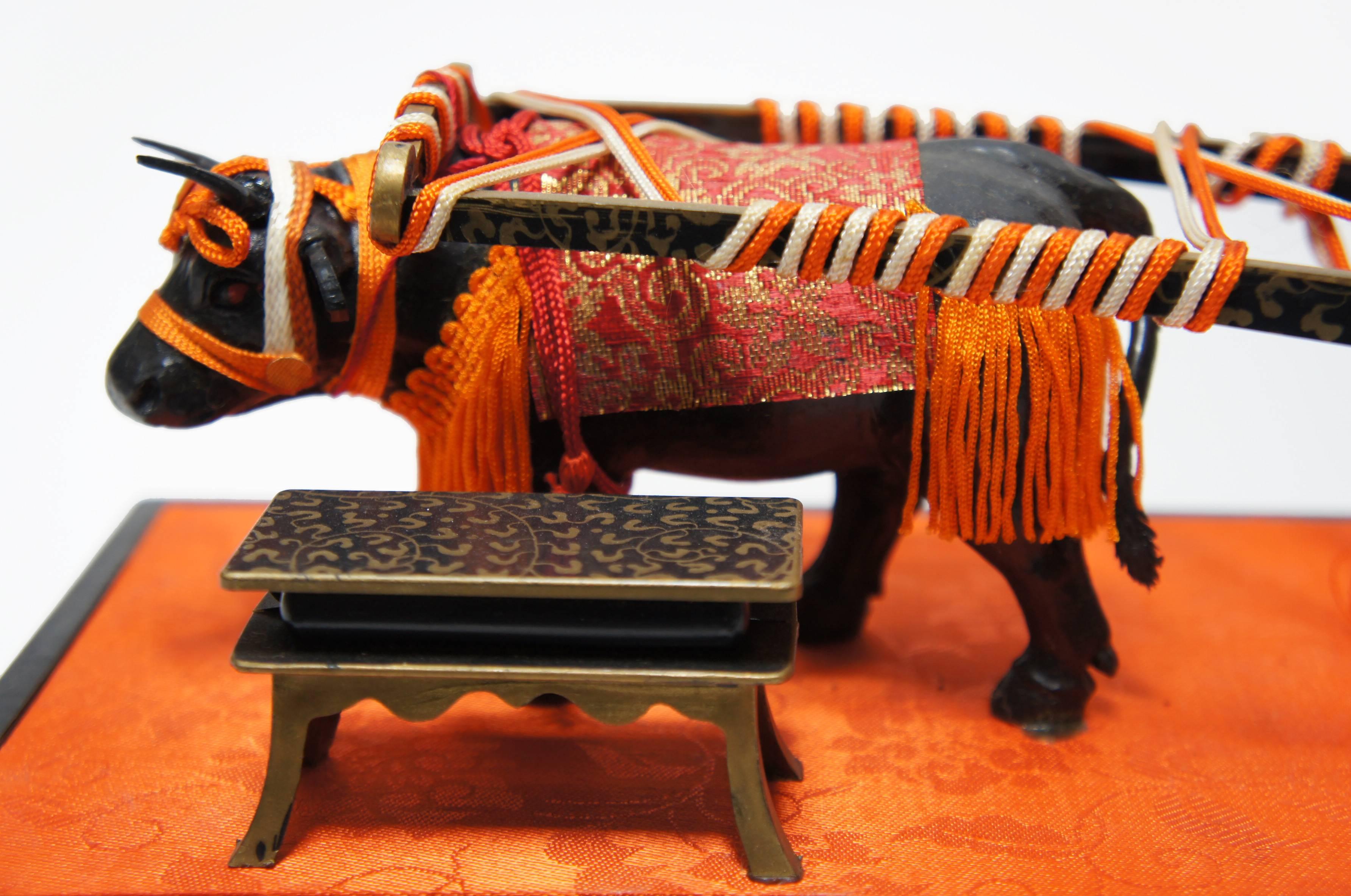 Japanese Decorative Ox Carriage Objects for Doll's Festival Hinamatsuri, 1950s 2