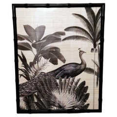 Japanese Decorative Panel Printed On Bamboo Wood Frame Faux Bamboo