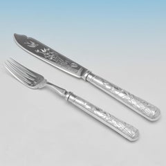 Japanese Design Aesthetic Period Silver Plated Fish Set, circa 1880