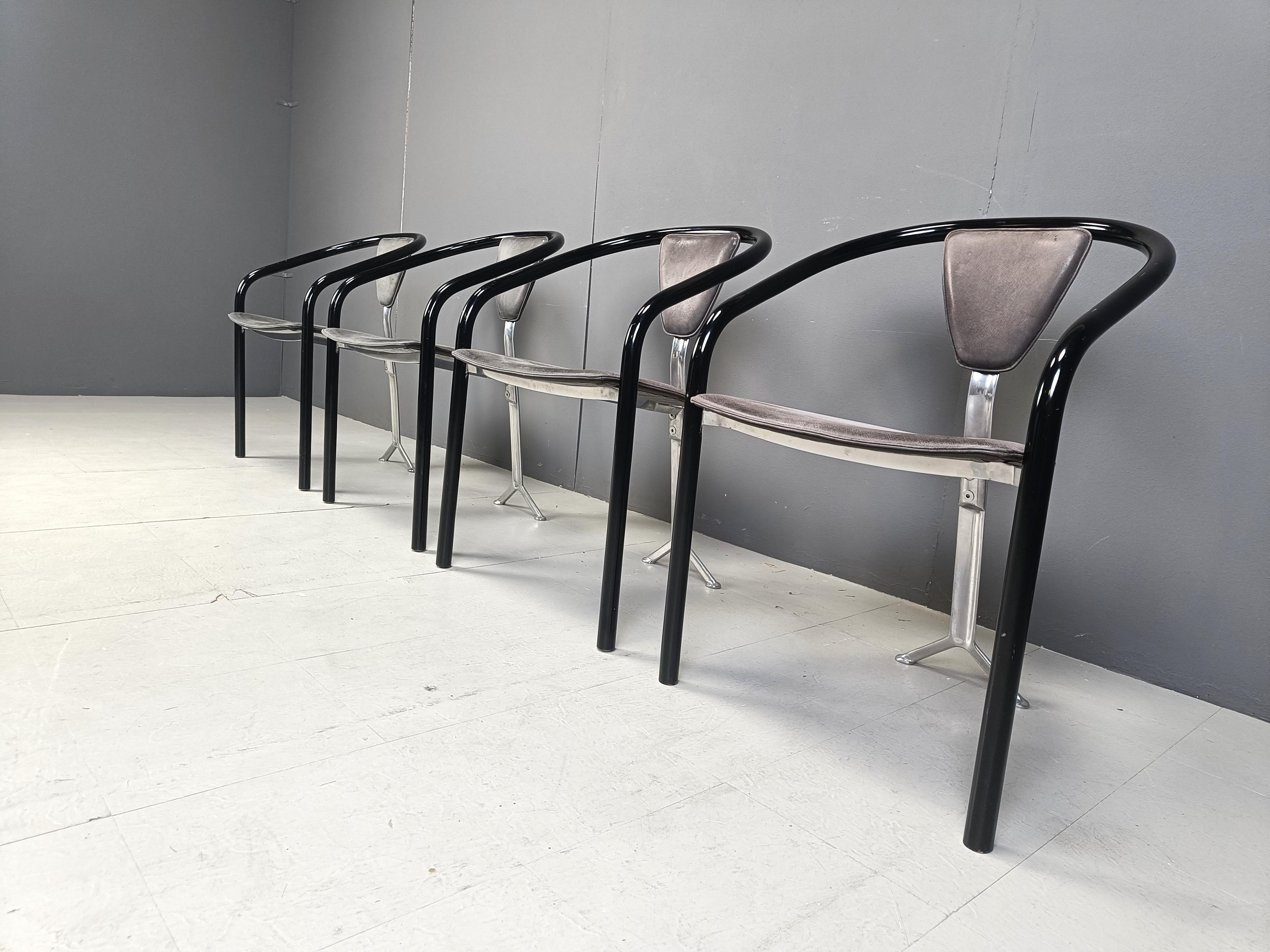 Métal Chaises de salle à manger japonaises de Toshiyuki Kita pour Aidec Japan, années 1980