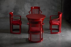 Japanese Dining Set in the Style of Frank Lloyd Wright, Belgium, 1940s