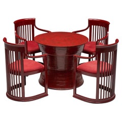 Japanese Dining Set in the Style of Frank Lloyd Wright, Belgium, 1940s