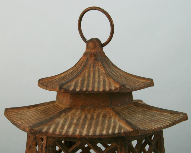 Hand-Crafted Japanese Double Pagoda Garden Lighting Lantern For Sale