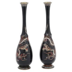 Japanese Dragon Meiji Era Cloisonne Enamel Vases